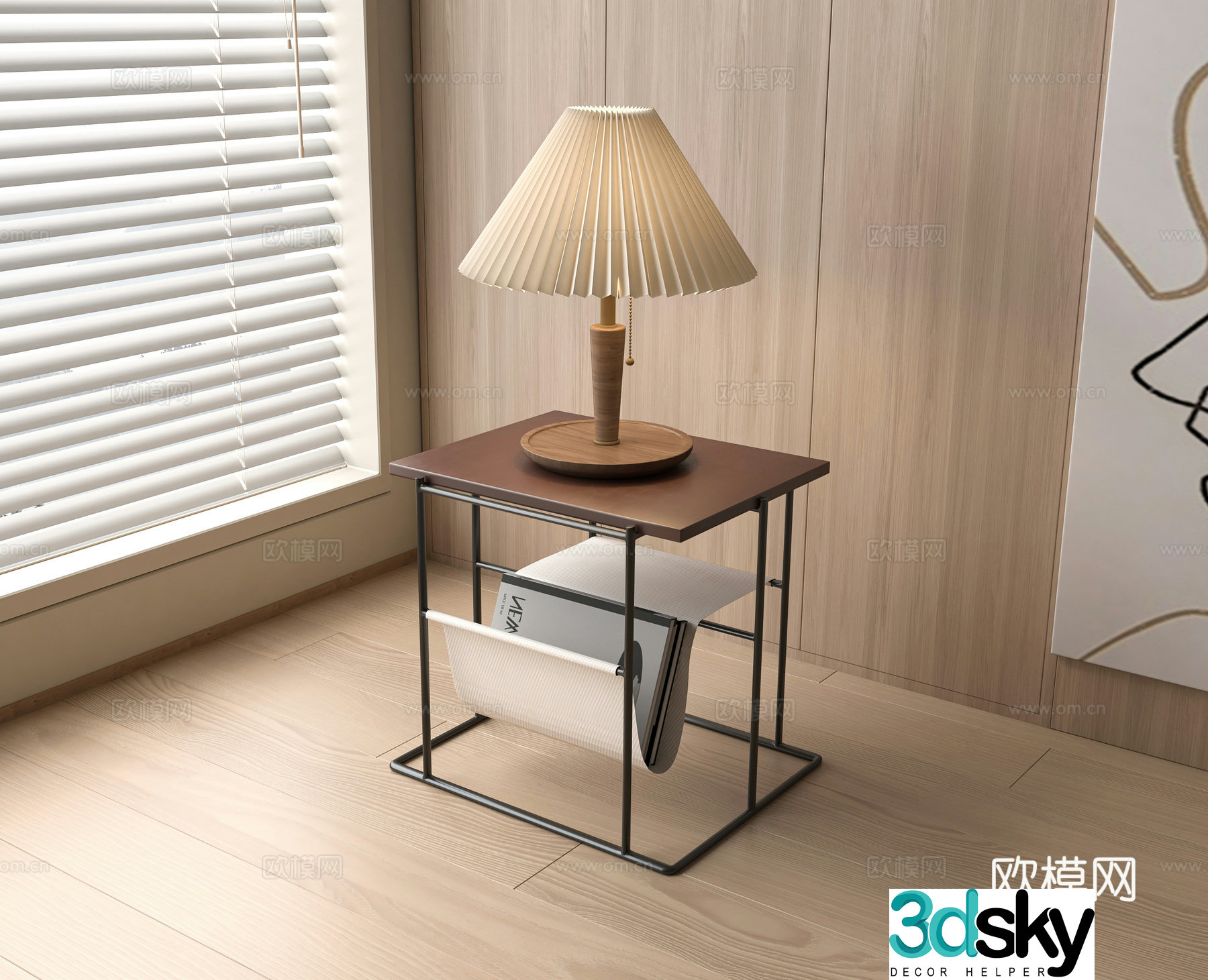 Medieval corner table and side table 3D model
