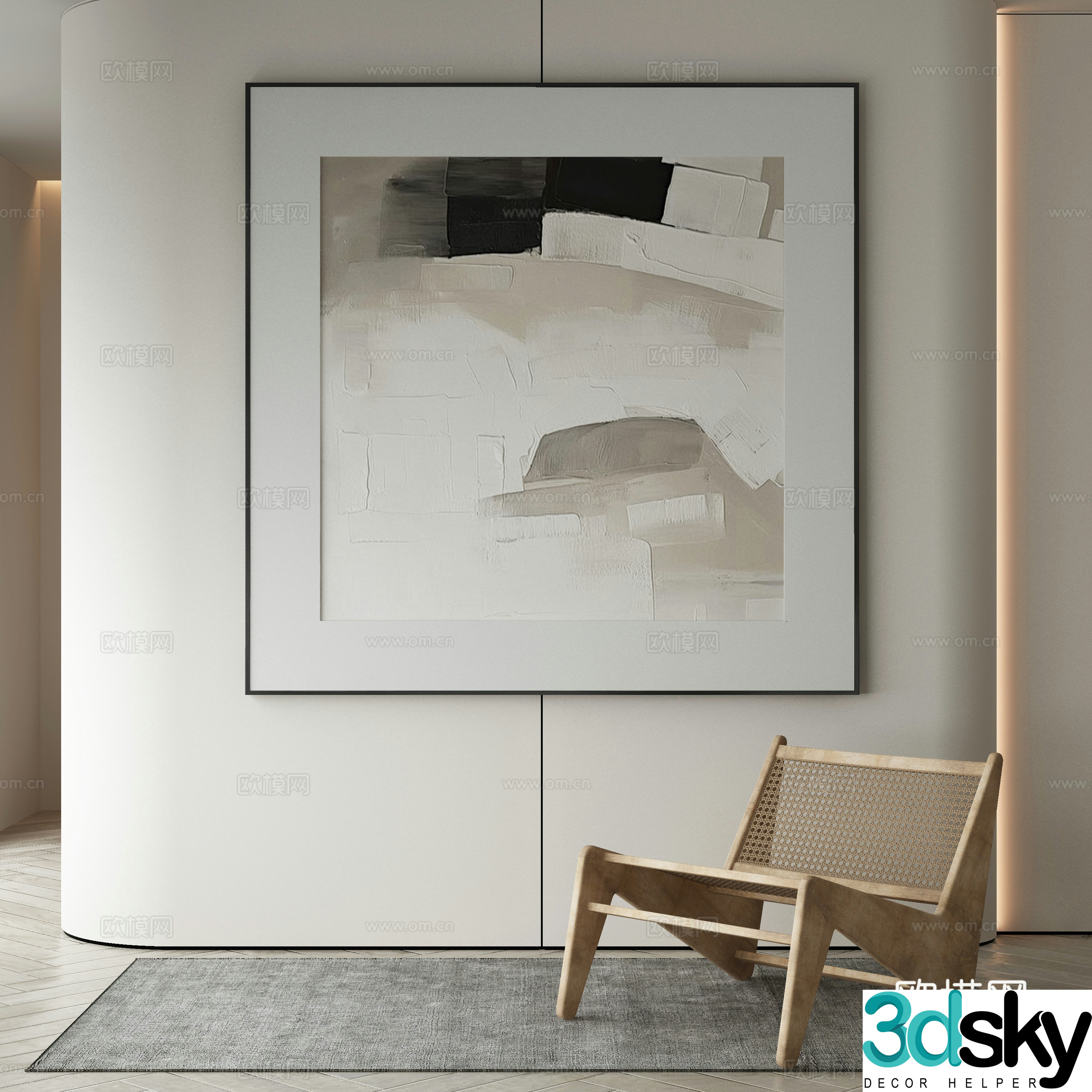 Modern decorative painting texture painting hanging painting 3d model
