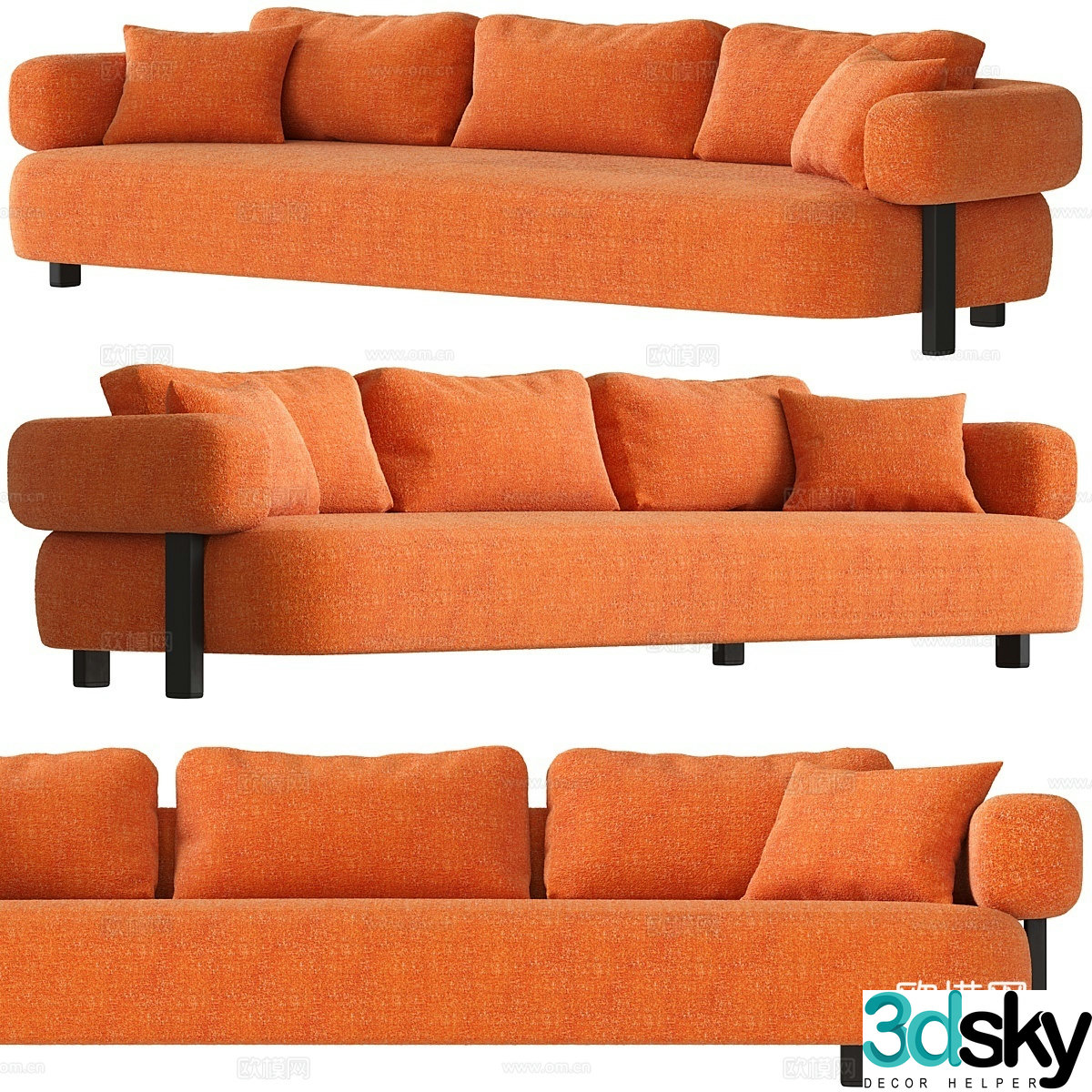 Modern three-seat sofa 3d model