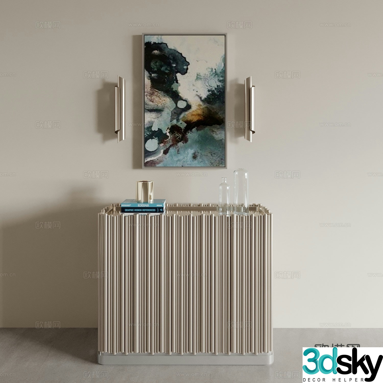 Light luxury entrance cabinet Duanjing cabinet 3D model