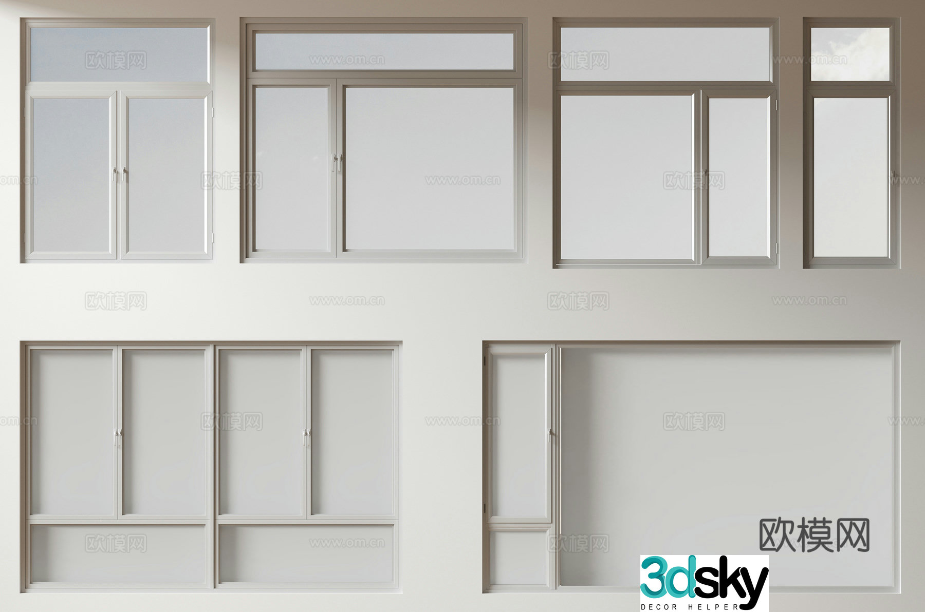 Modern windows floor-to-ceiling windows balcony windows sliding windows 3d model