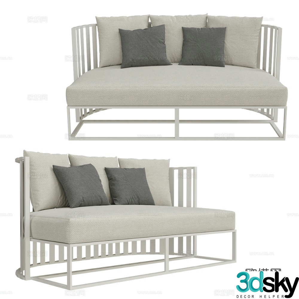 Braid outdoor sofa love seat 3d model