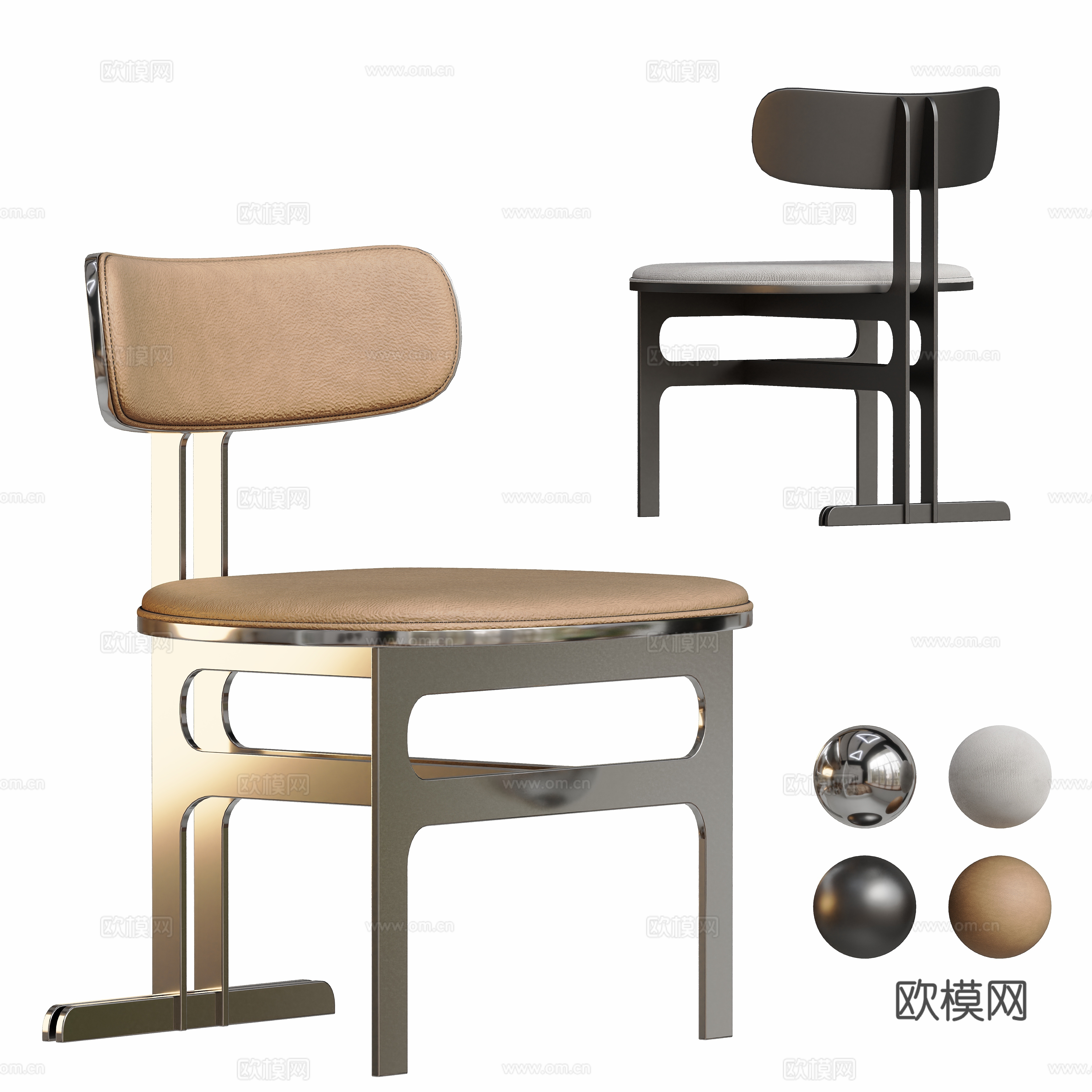 Modern metal dining chair chair 3d model
