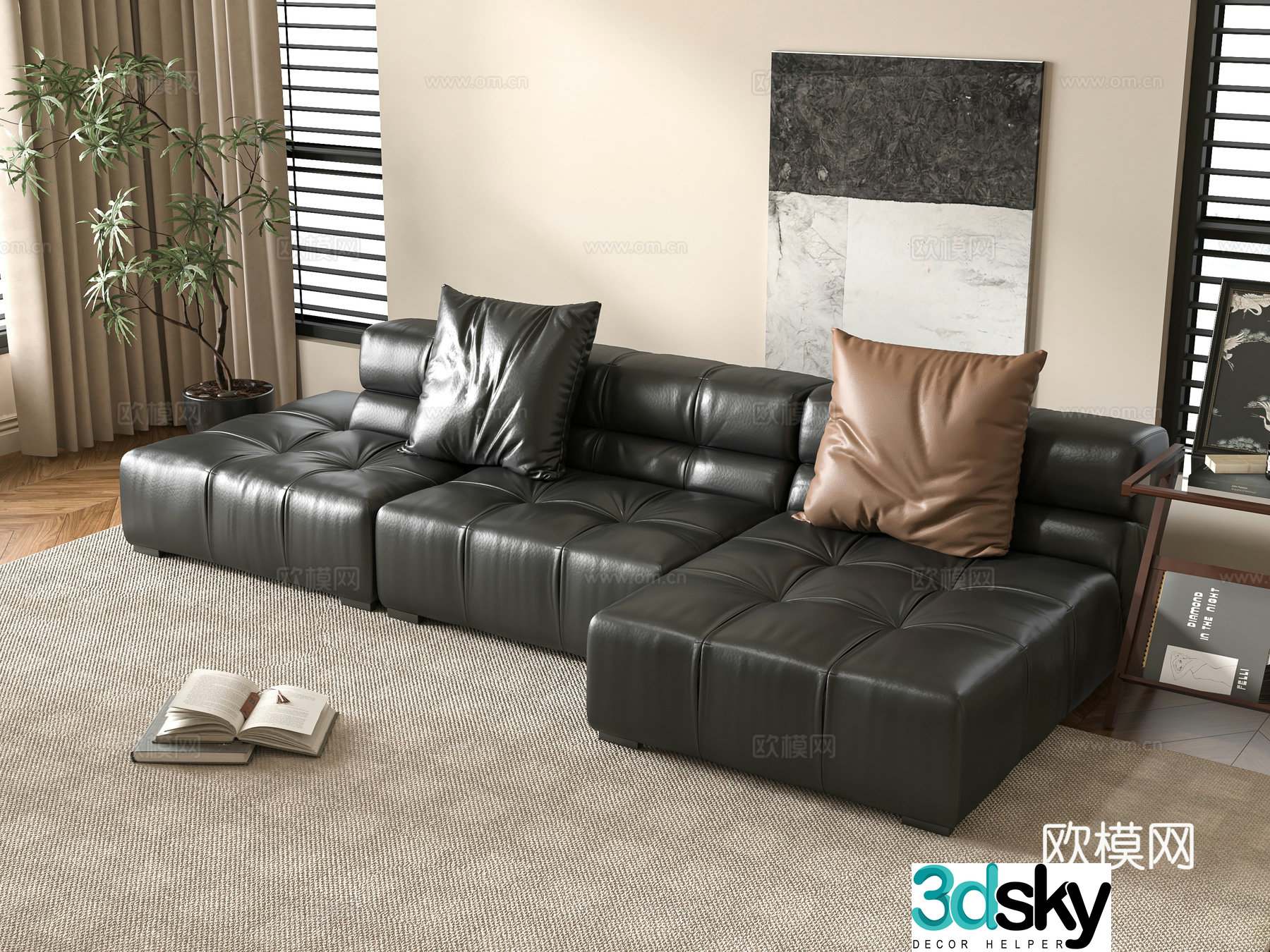 Modern multi-seater sofa corner sofa 3d model