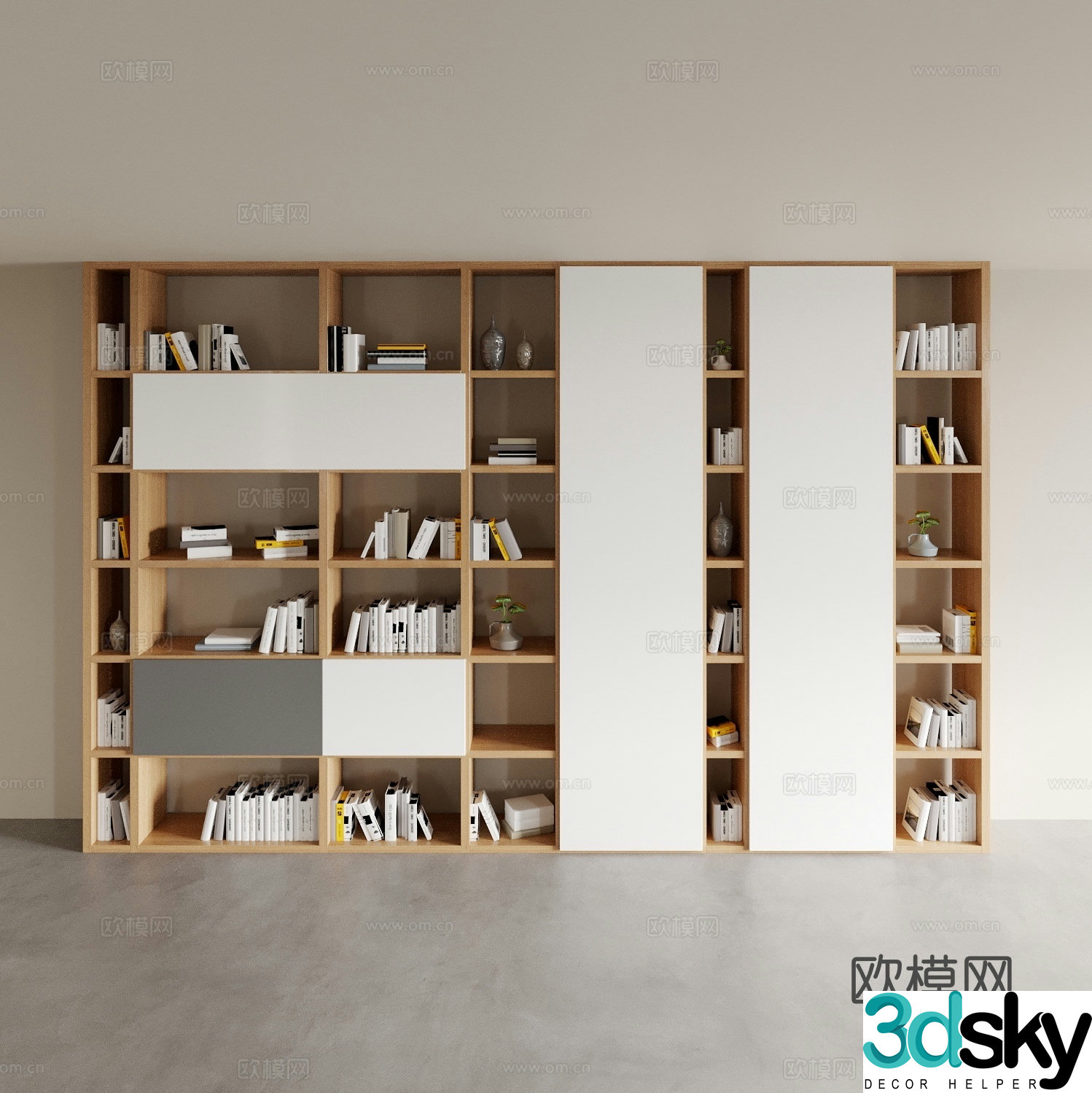 Log style bookcase display cabinet bookshelf 3d model