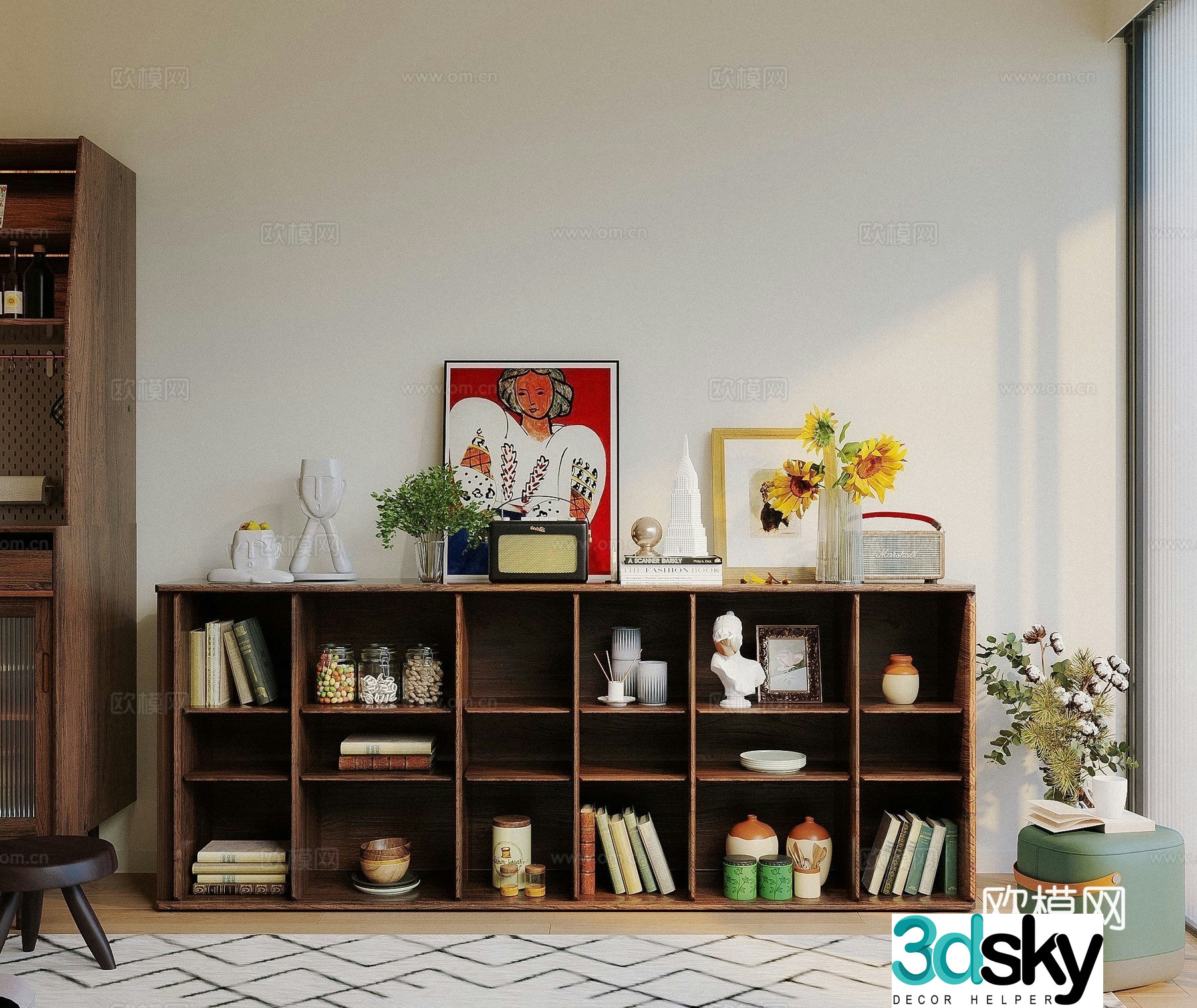 Medieval style sideboard low cabinet 3d model