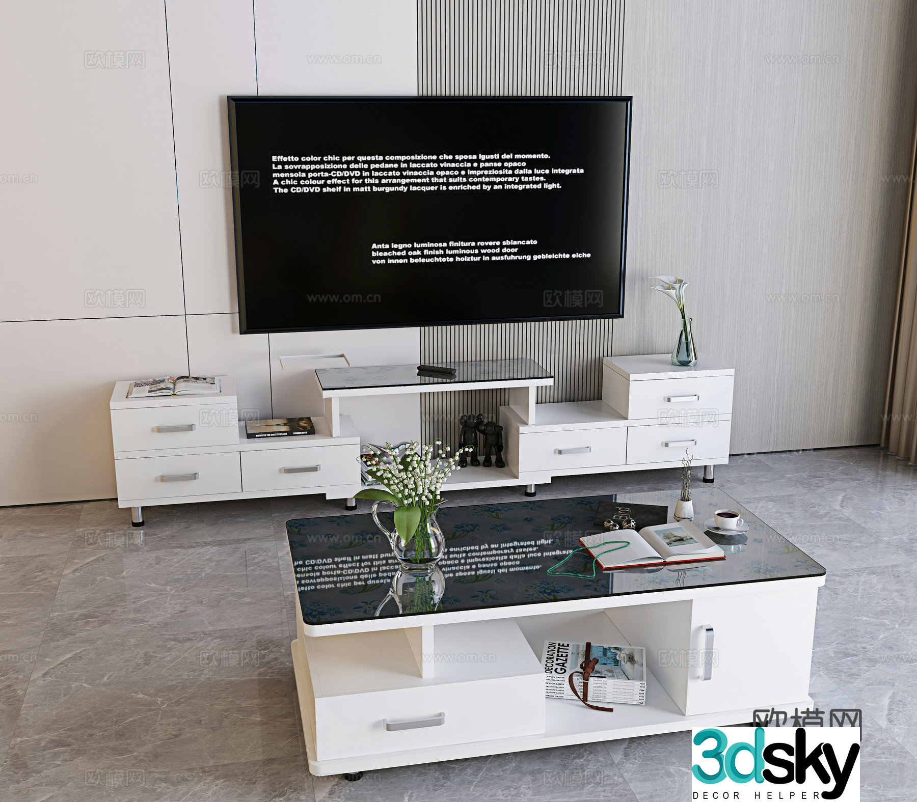 Modern TV cabinet coffee table 3d model