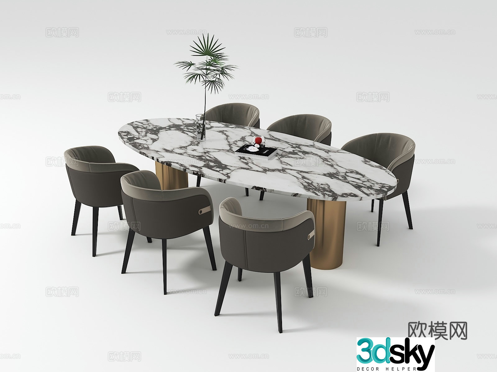 Italian dining table and chairs 3d model