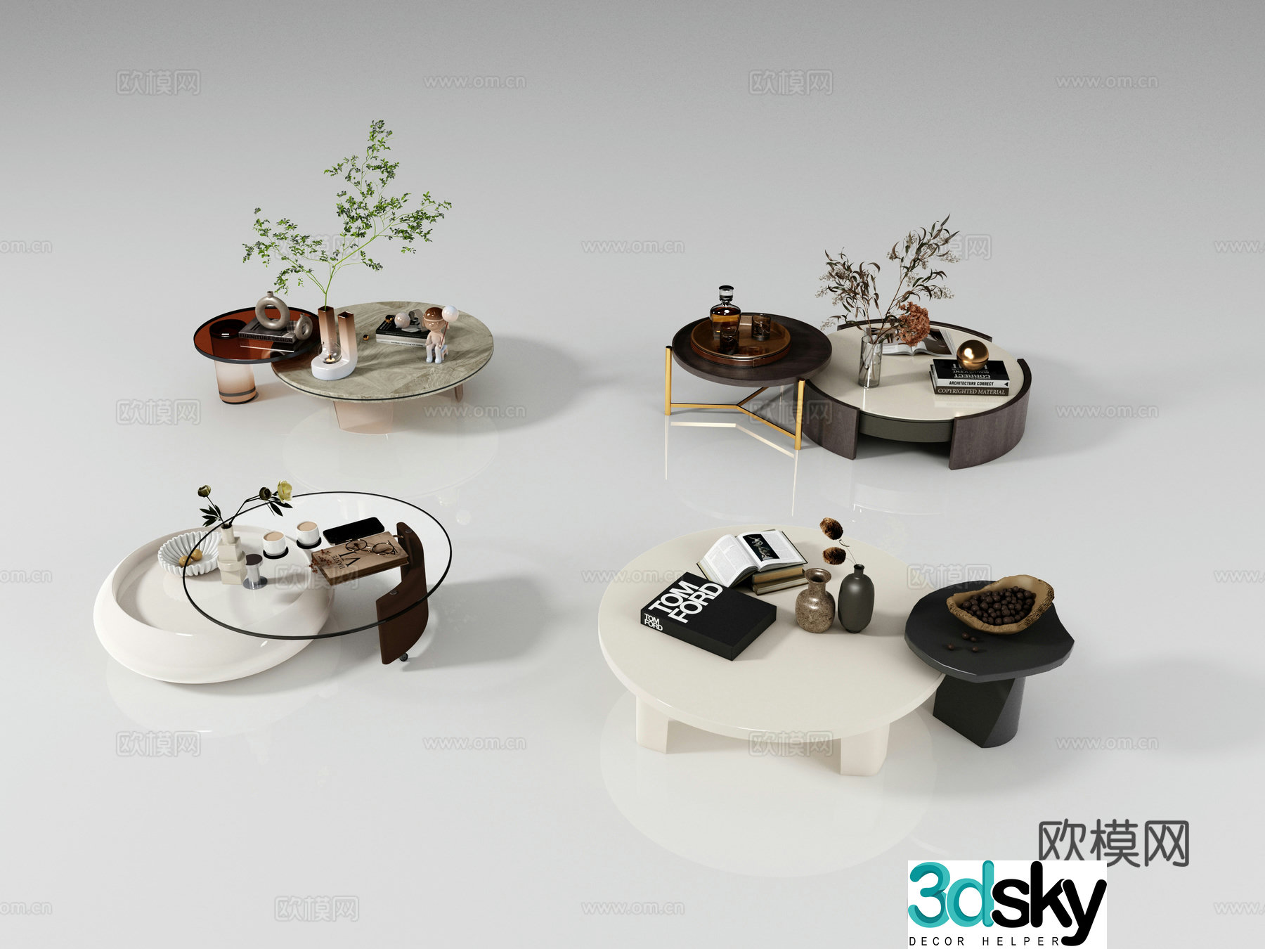 Mother and son coffee table marble coffee table 3d model