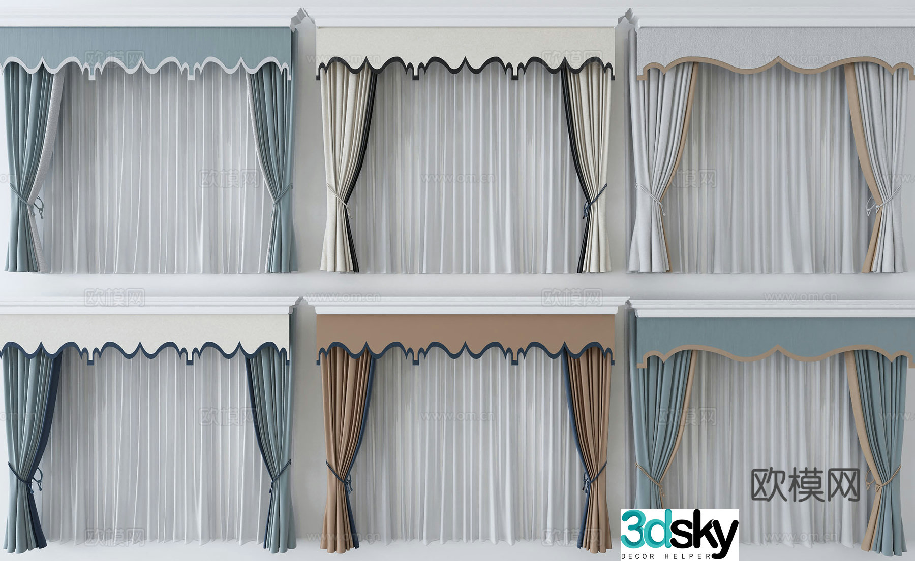 Modern gauze curtain curtain 3d model
