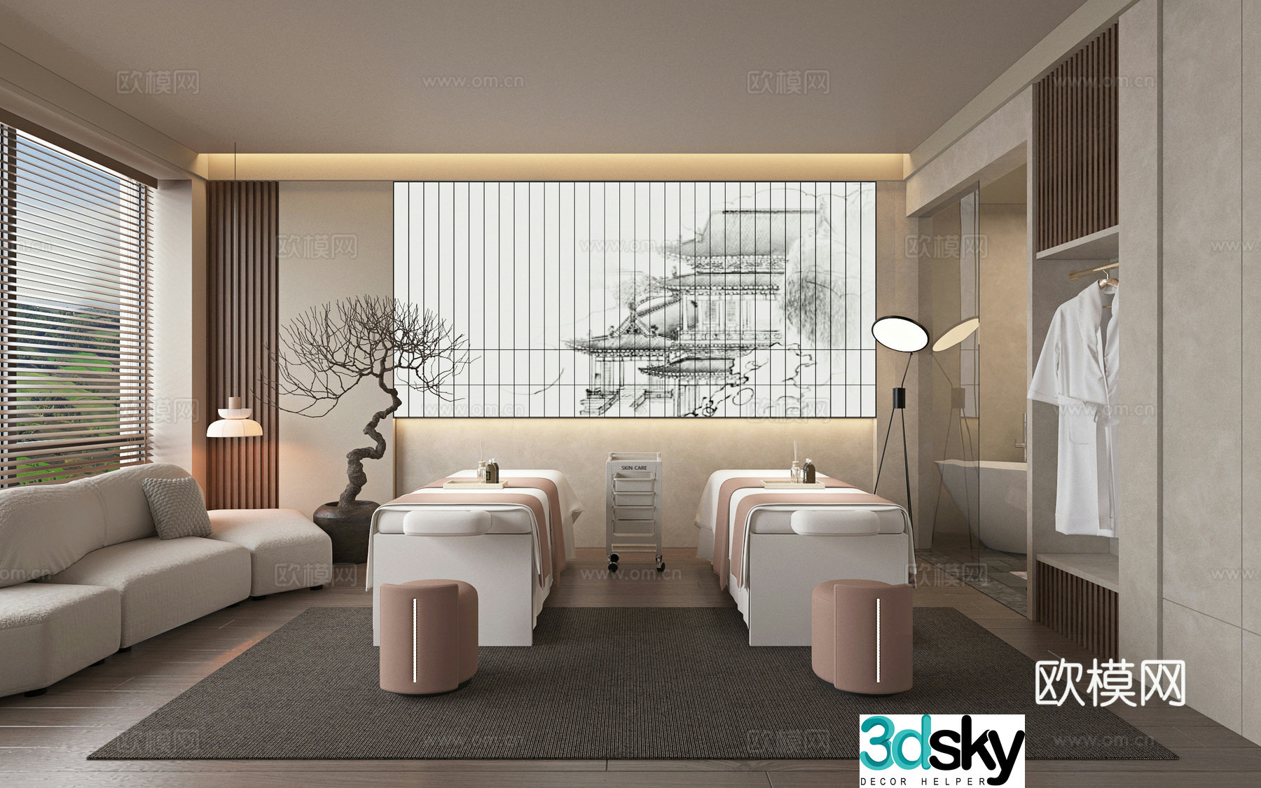New Chinese Beauty Shop Massage Shop 3D Model