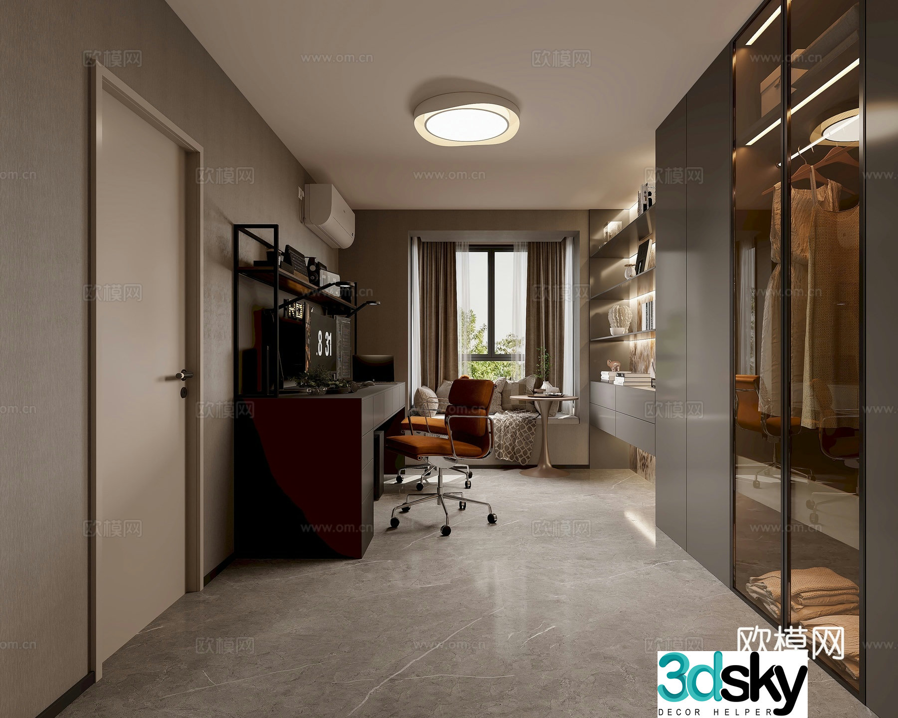 Modern study room 3d model
