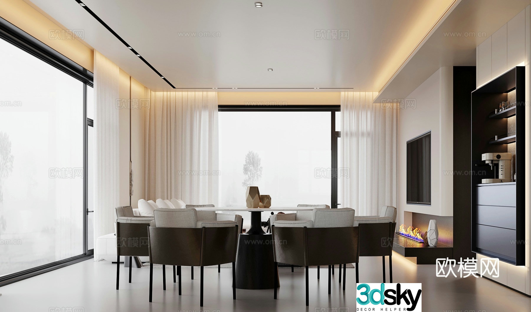 Modern guest restaurant 3d model