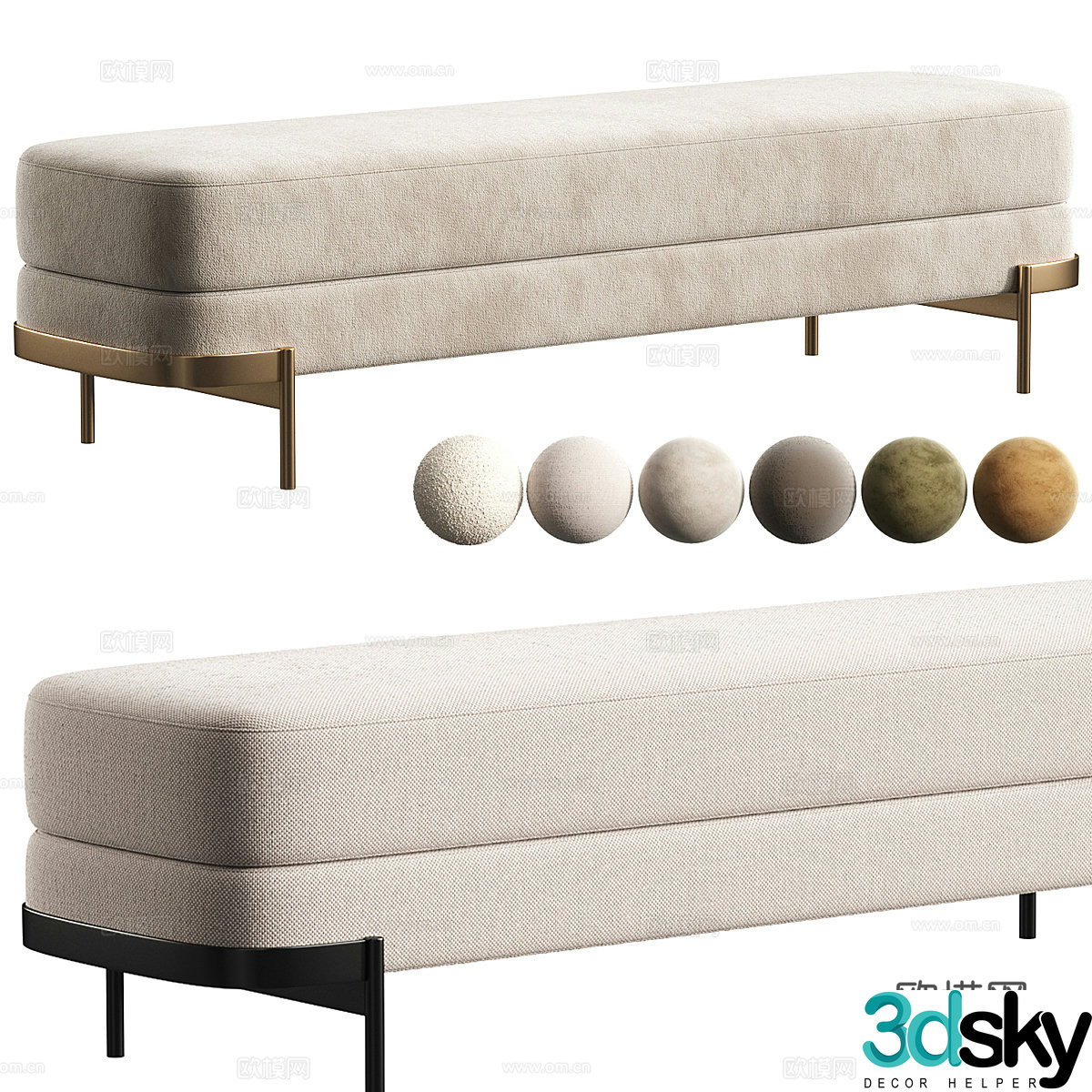 New Chinese style sofa bench 3d model