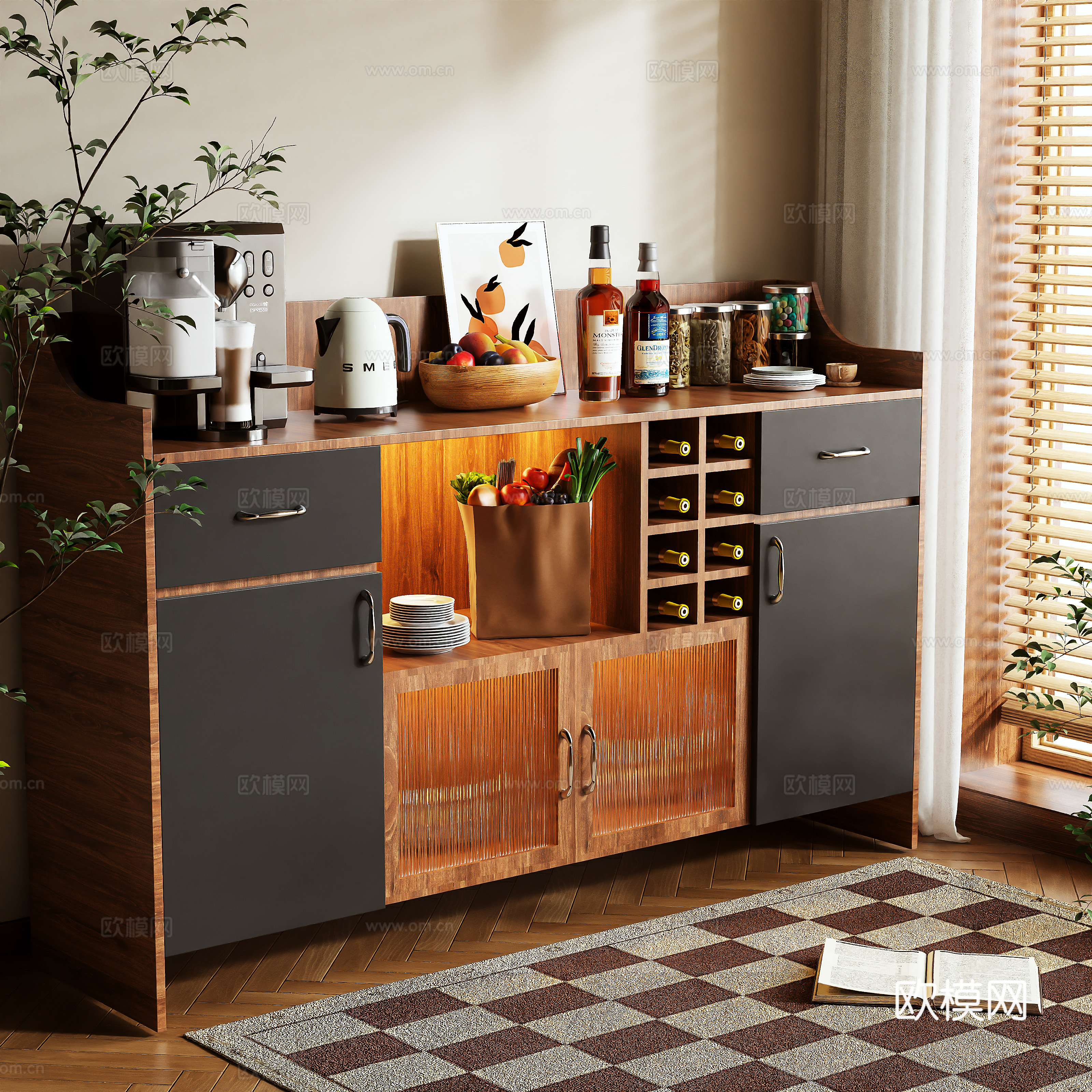 Medieval style sideboard 3d model