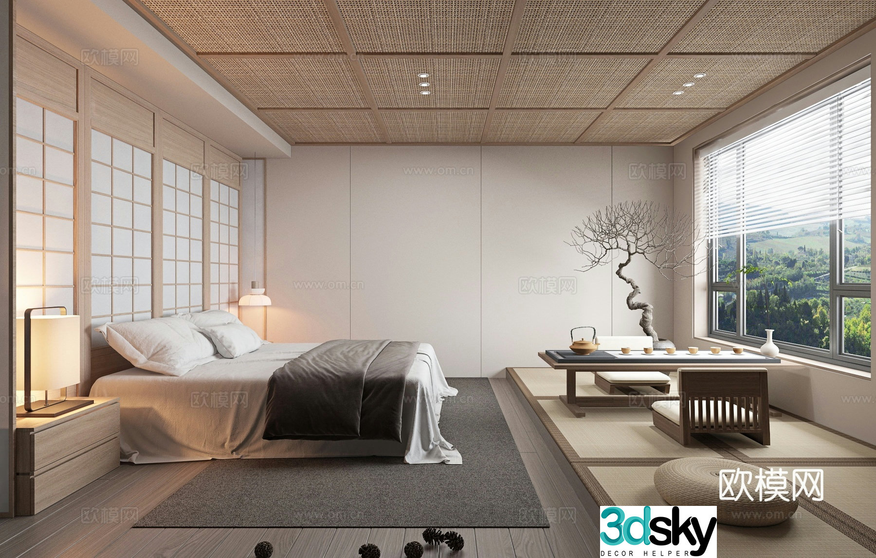 Japanese style B&B room hotel room 3d model
