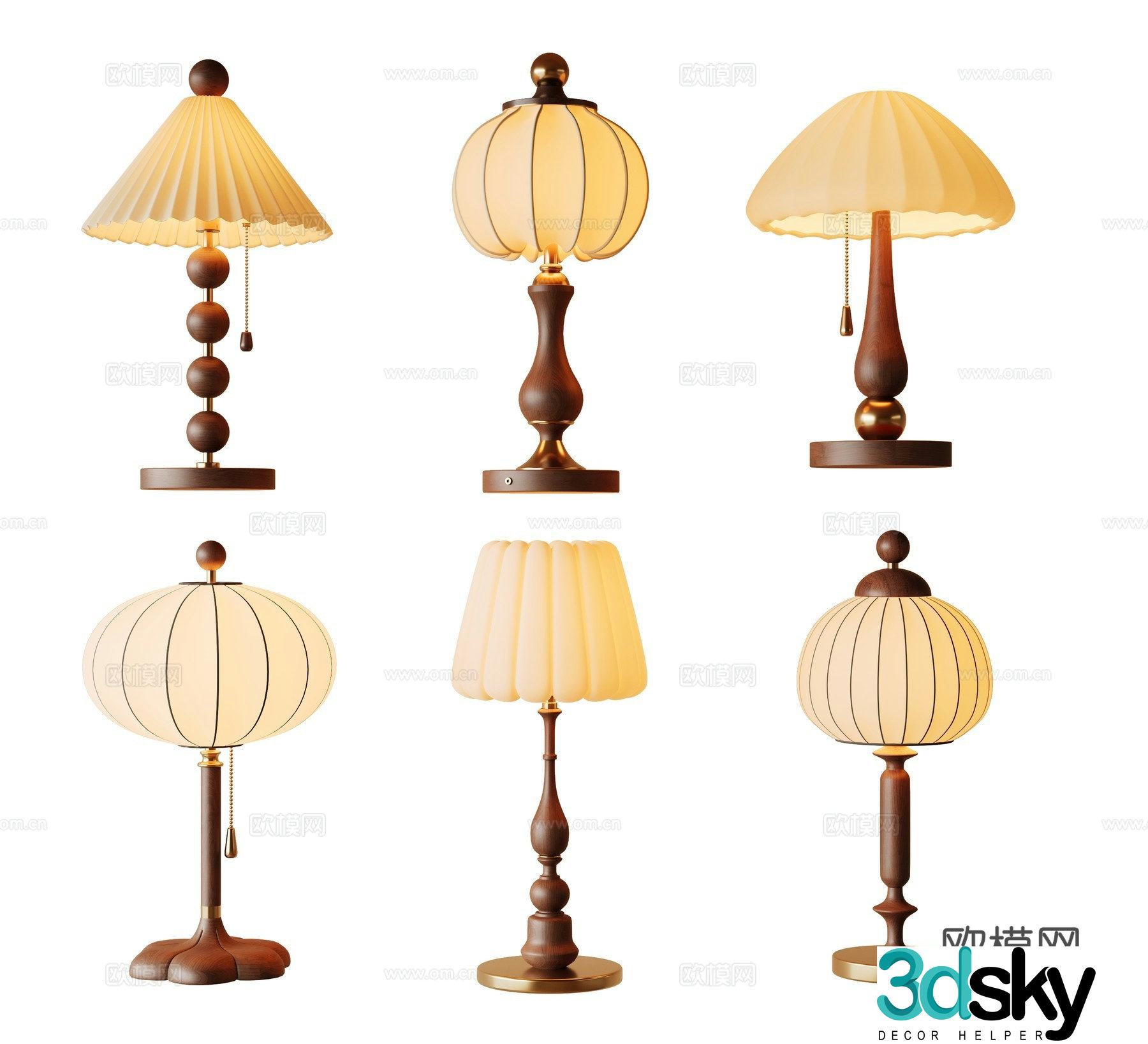 Medieval style table lamp bedside table lamp 3d model