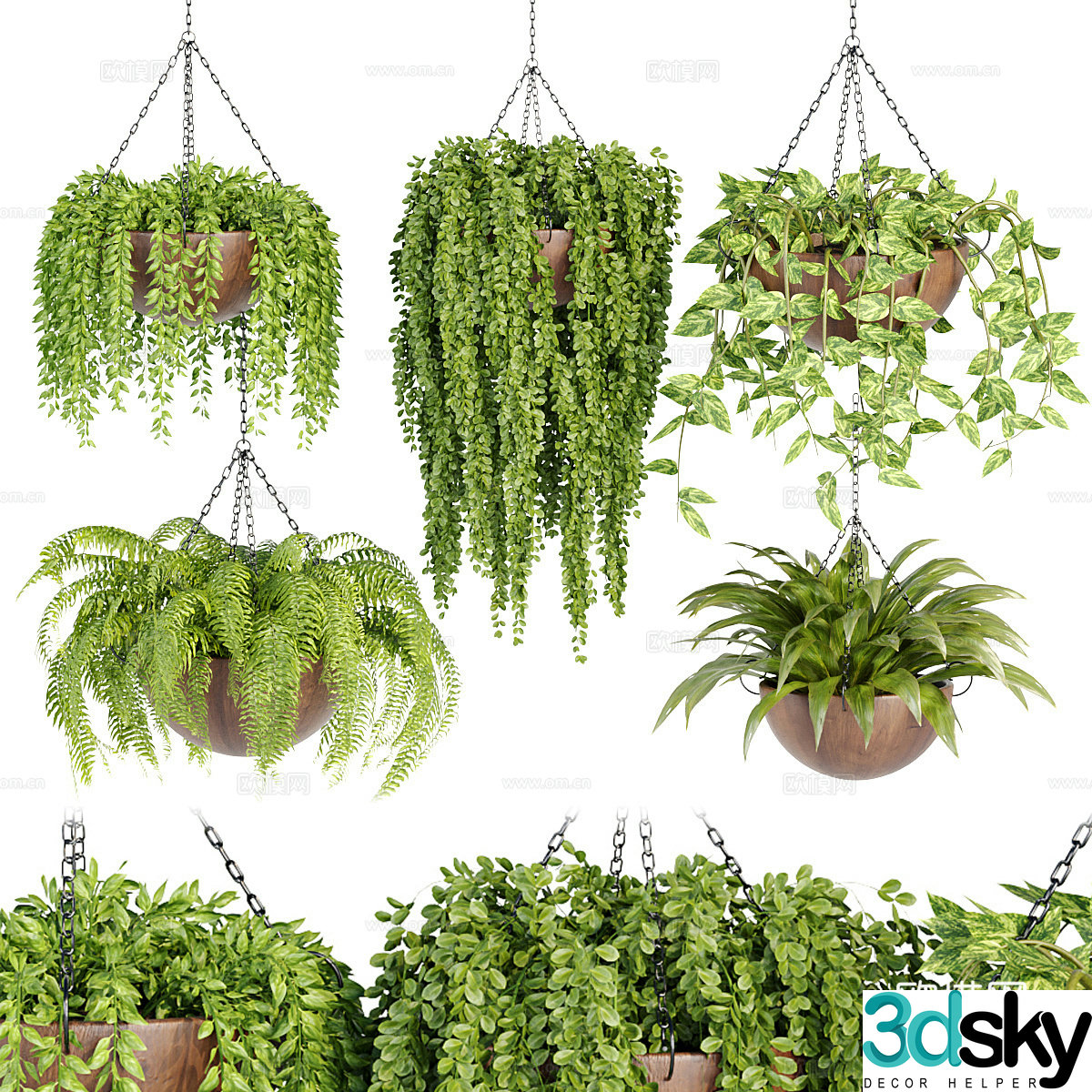 Hanging potted plants hanging basket 3d model