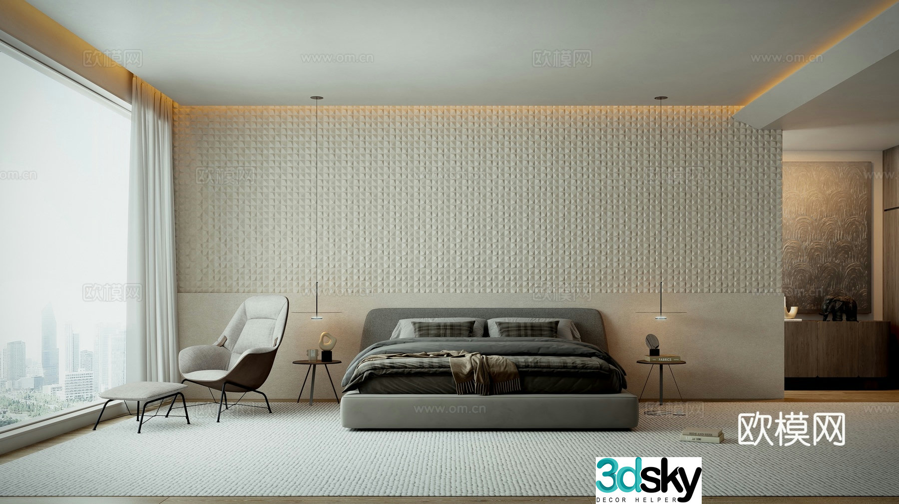 Modern bedroom master bedroom 3d model