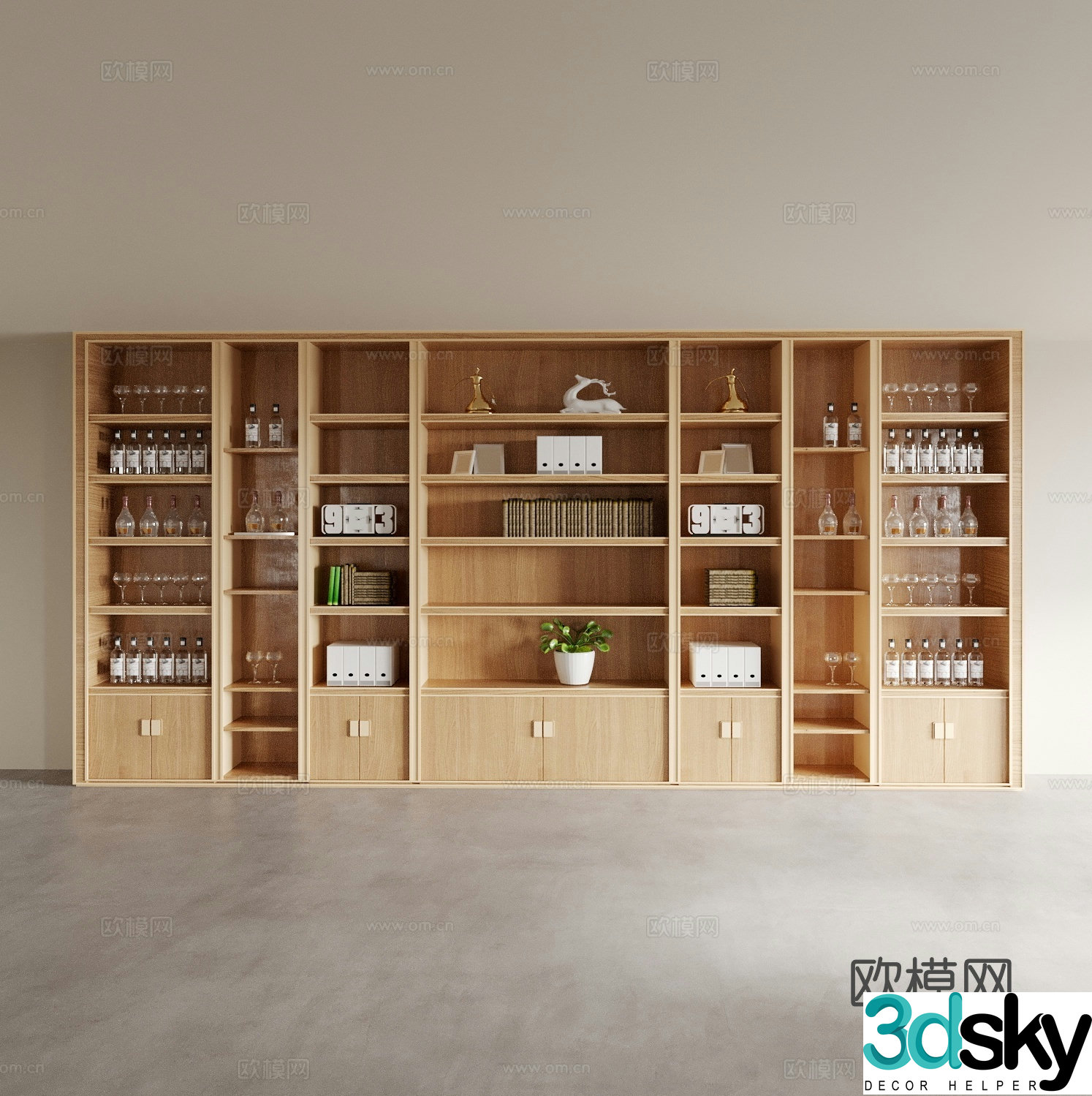 New Chinese style wine cabinet bookcase 3d model