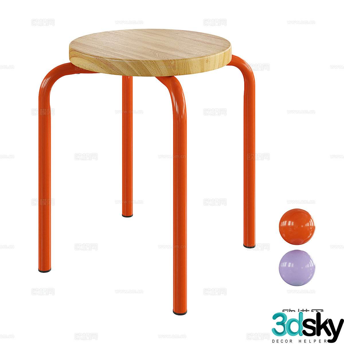 stool wooden stool round stool 3d model
