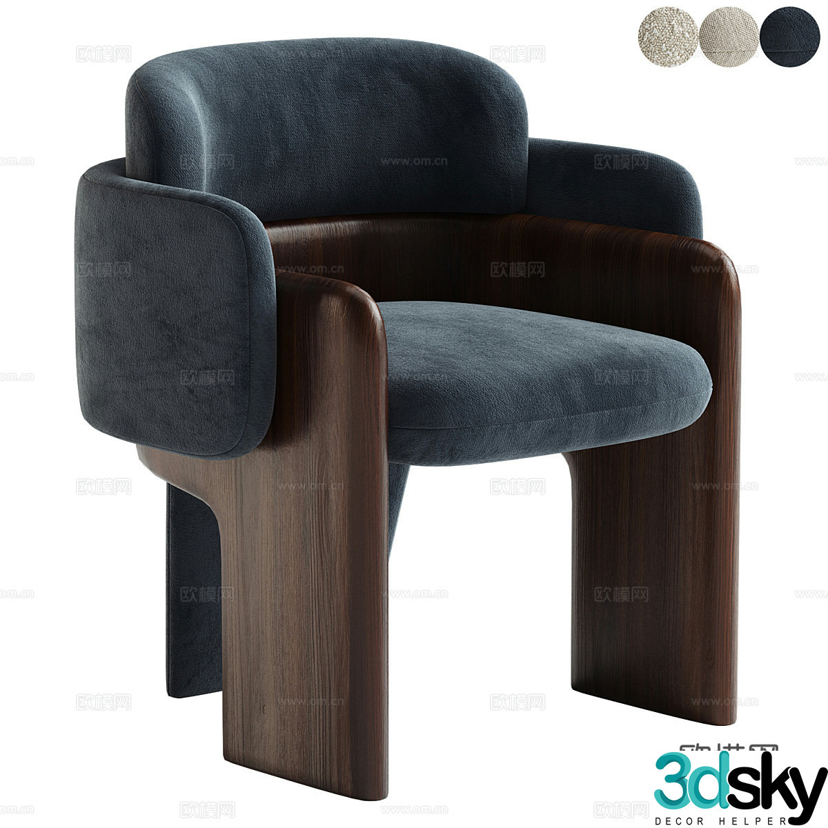New Chinese style armchair leisure chair 3d model