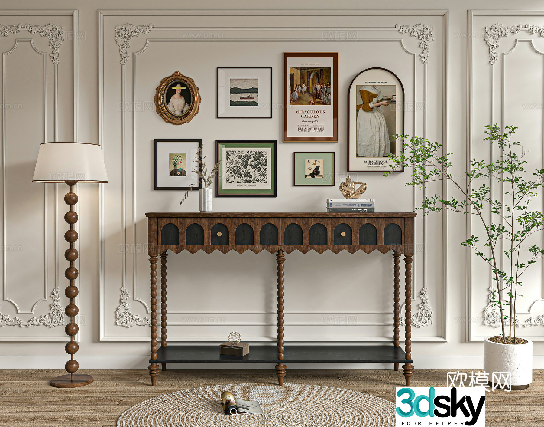 French retro end view table 3D model