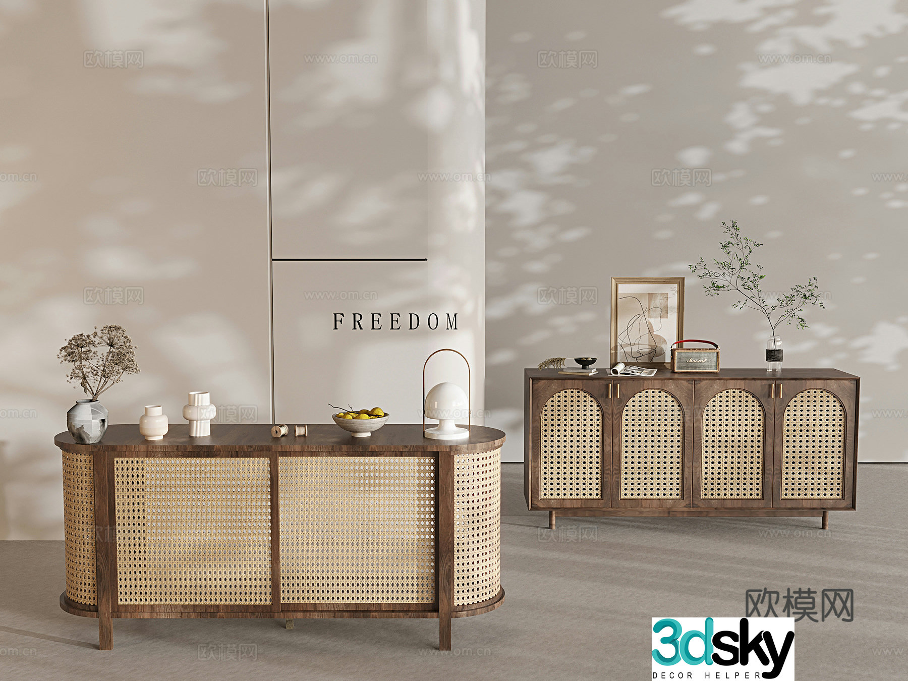 Wabi-sabi entrance cabinet 3d model