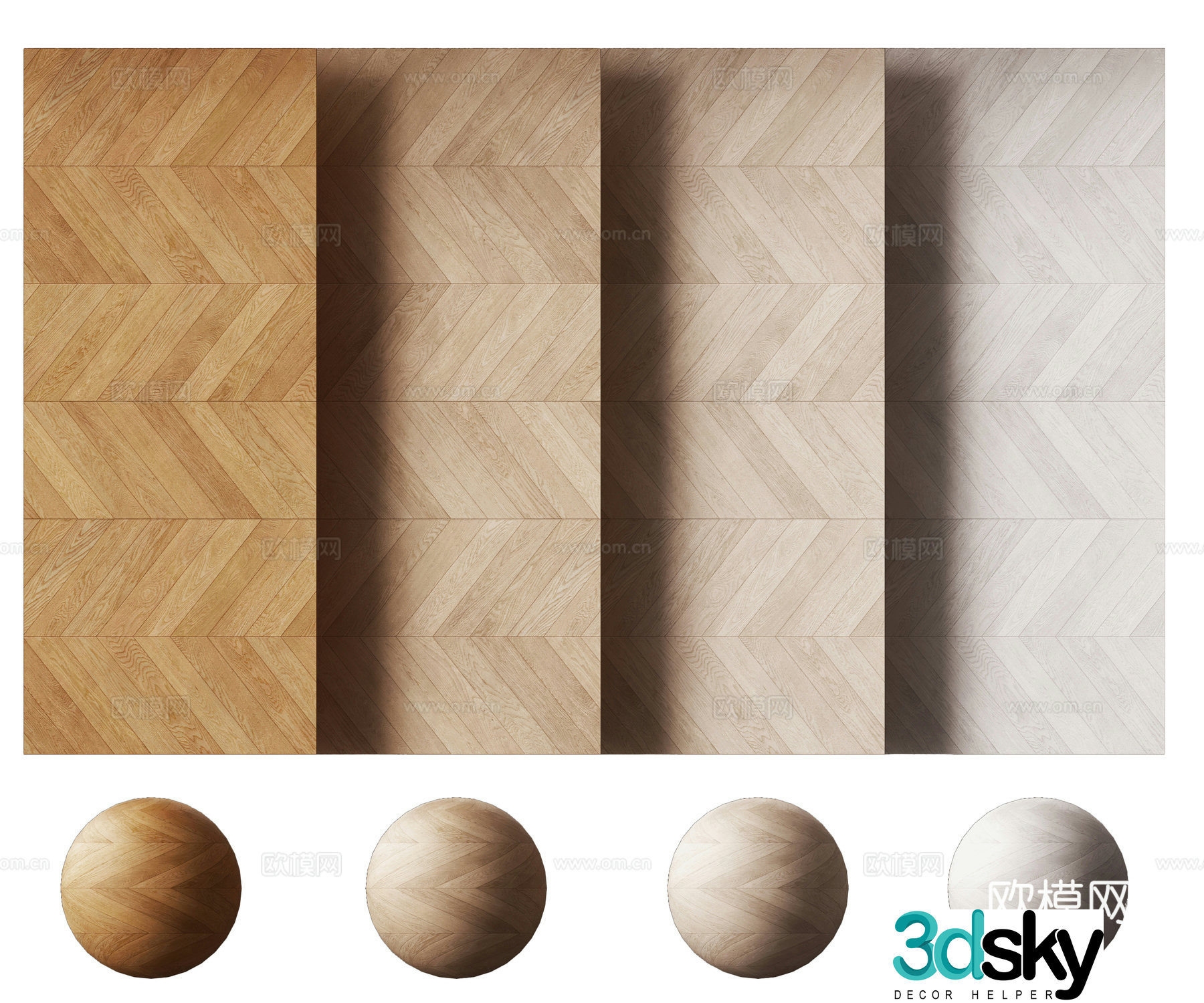 Modern herringbone parquet flooring 3d model