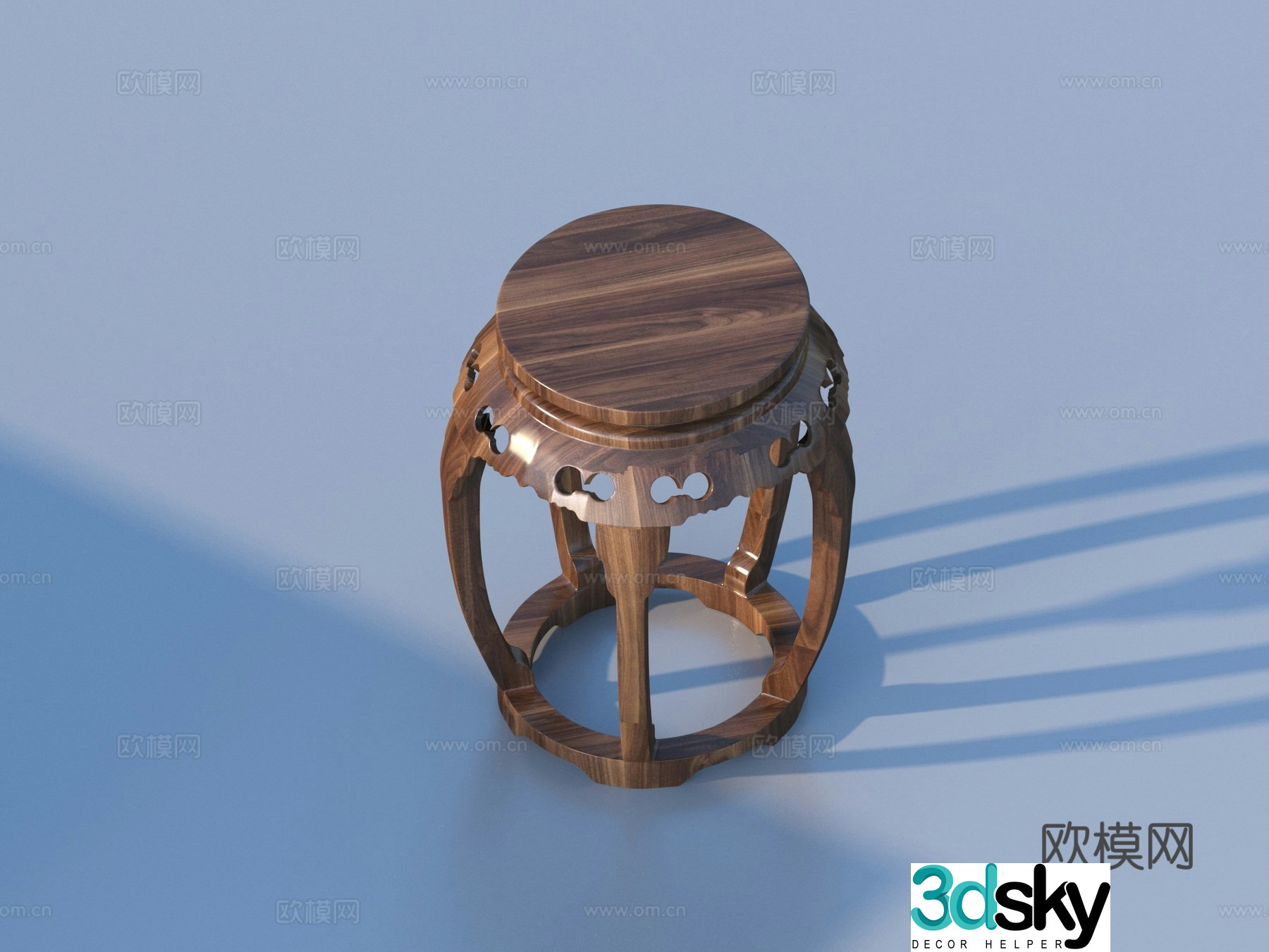 New Chinese style wooden stool stool round stool 3d model