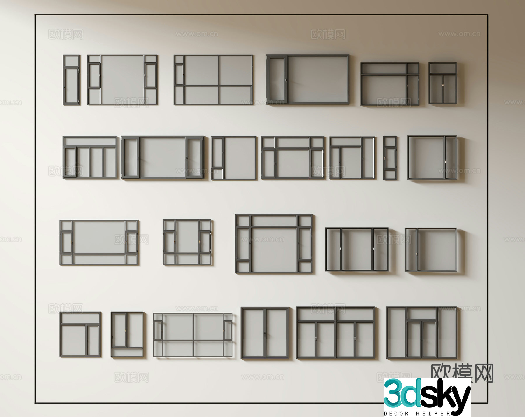 Modern windows floor-to-ceiling windows balcony windows bay windows bedroom windows sliding windows 3d model