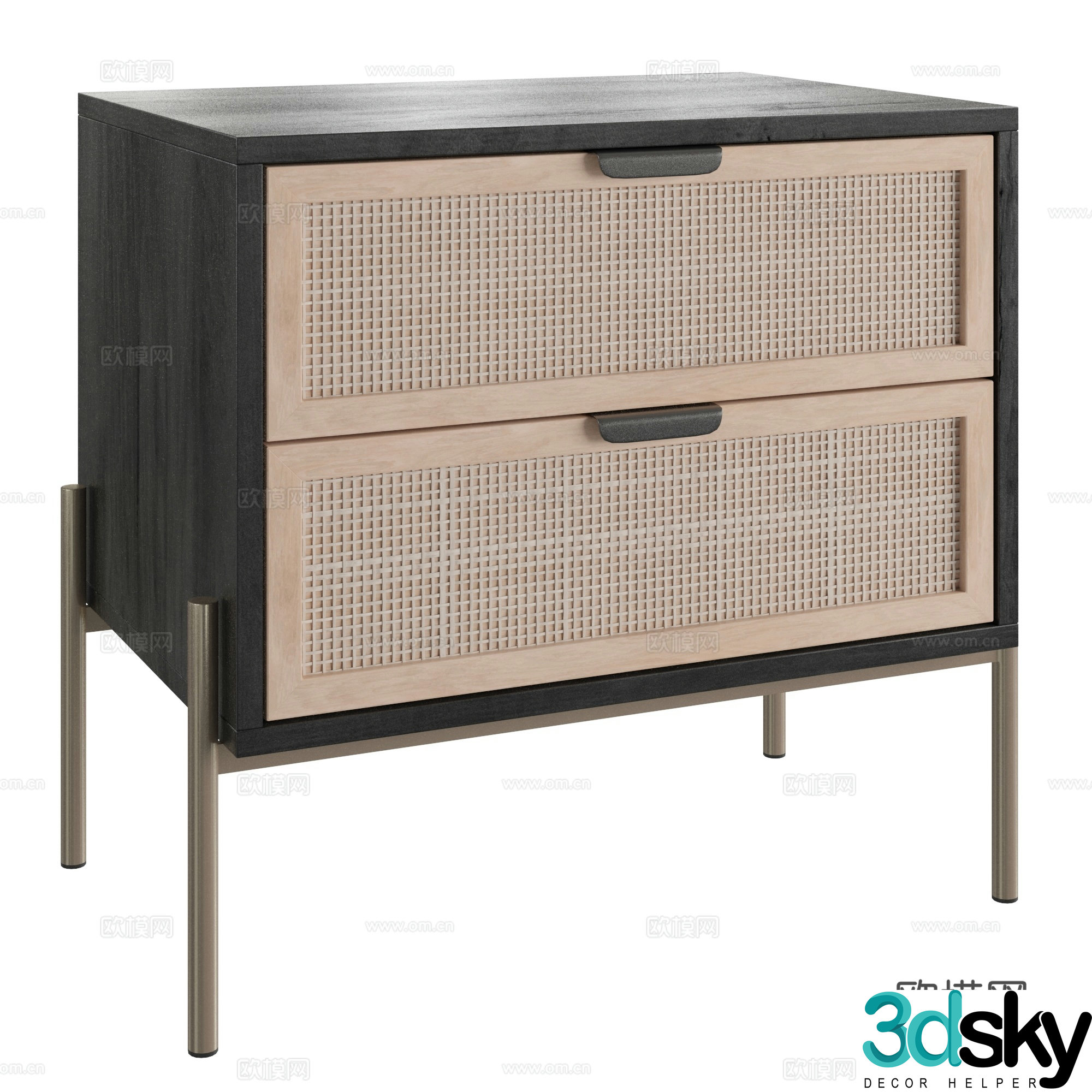 Rattan bedside table 3d model