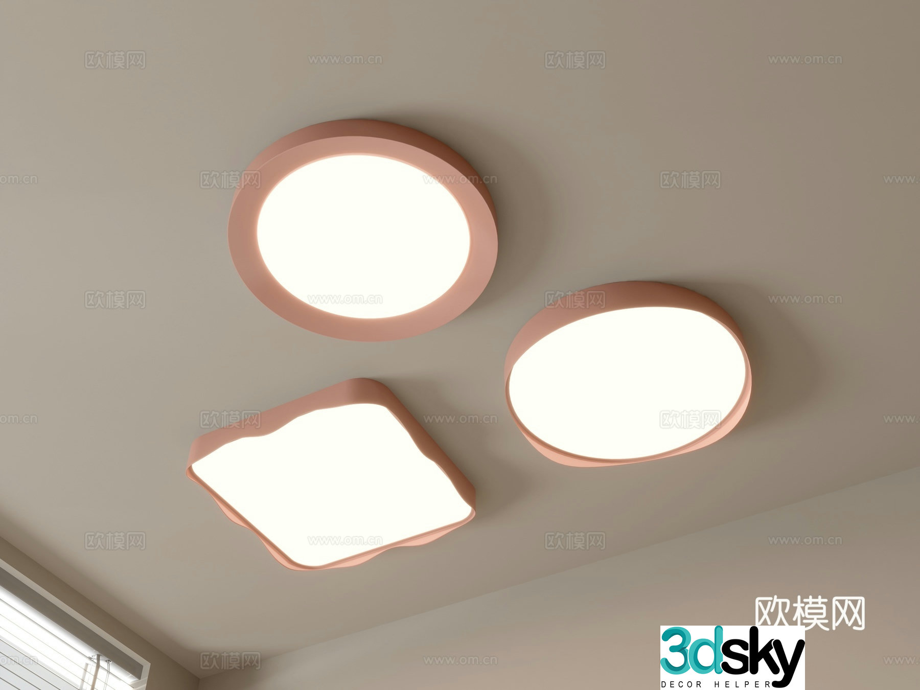 Geometric ceiling lamp bedroom lamp 3d model