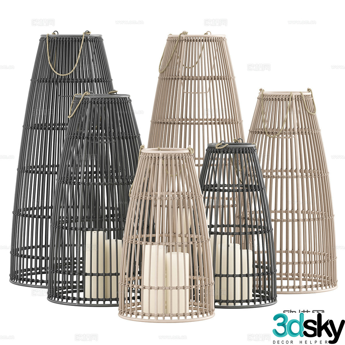 New Chinese style decorative lamp woven lamp 3d model