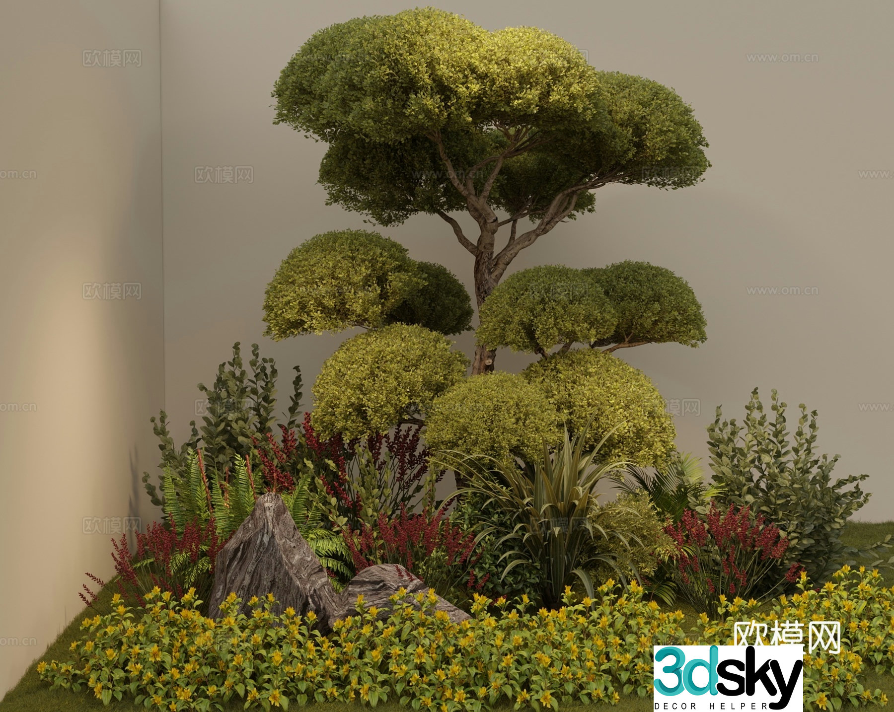 Green plant landscaping plant pile 3D model