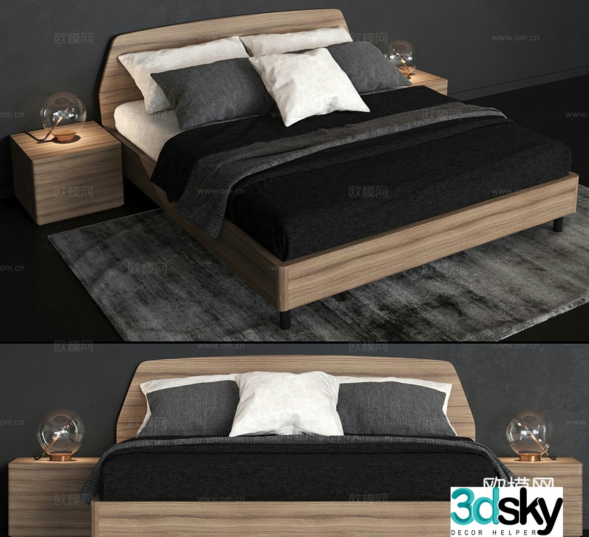 gomodern wabi-sabi double bed 3d model