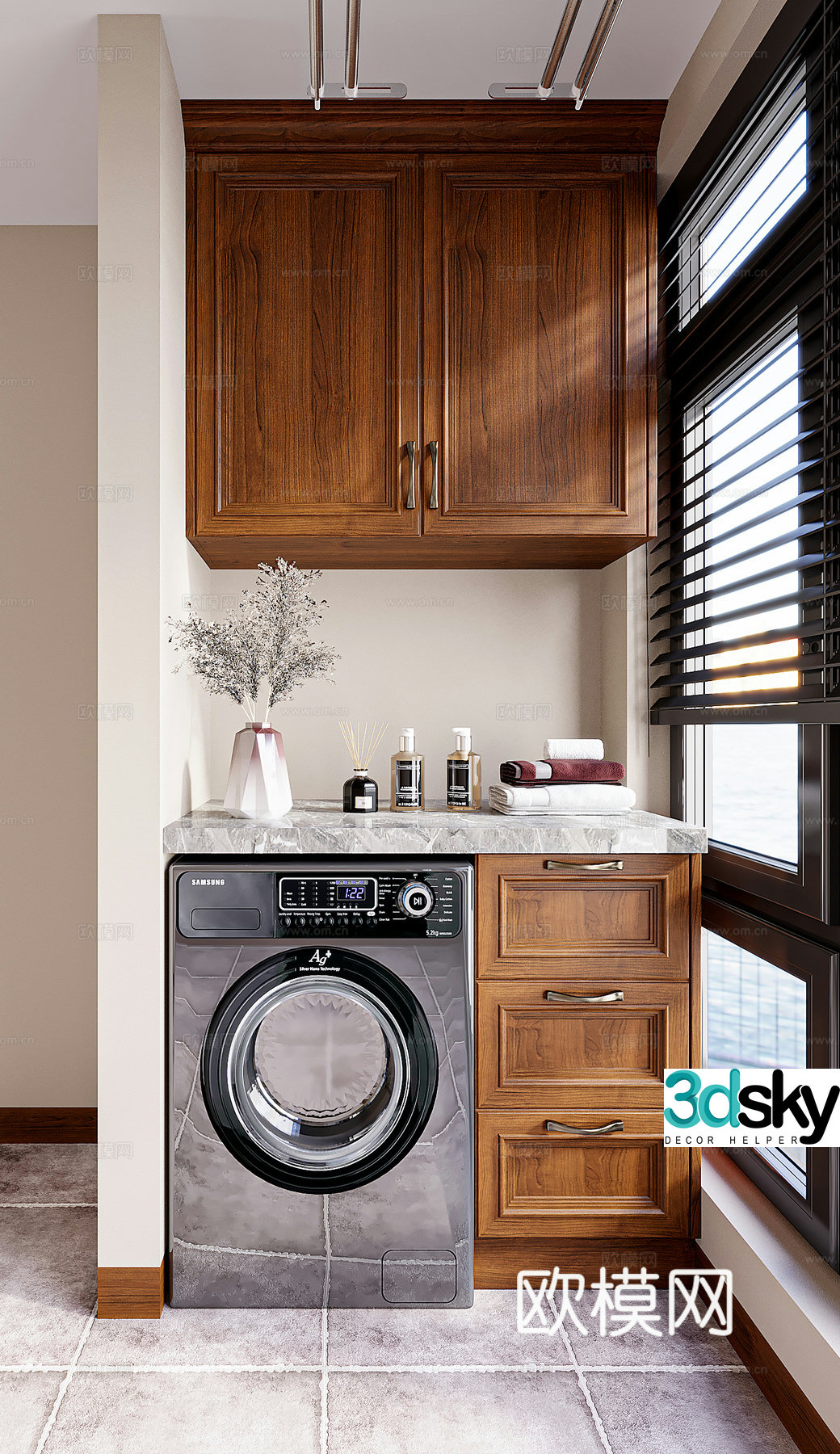 Washing machine cabinet balcony cabinet 3d model