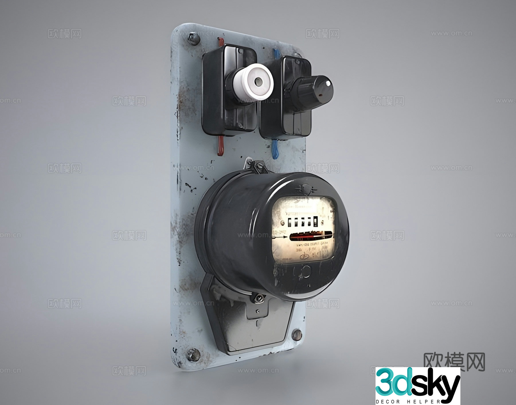 Old electricity meter 3d model