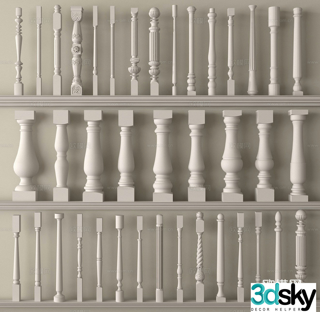European style pillar Aquarius pillar railing pillar guardrail pillar handrail pillar 3D model