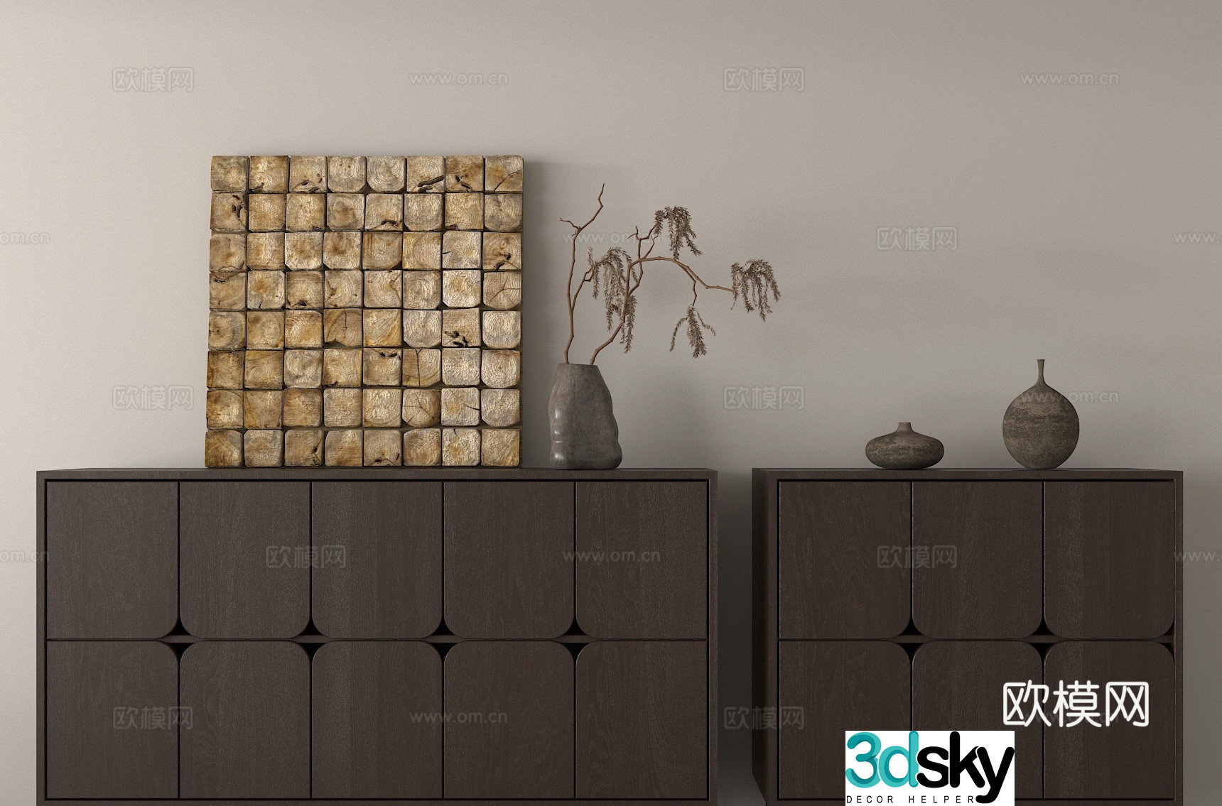 Wabi-sabi entrance cabinet 3d model