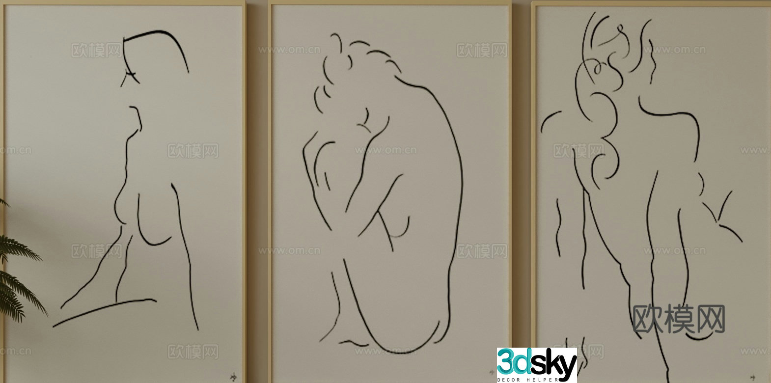 Modern decorative painting simple painting hanging painting 3d model