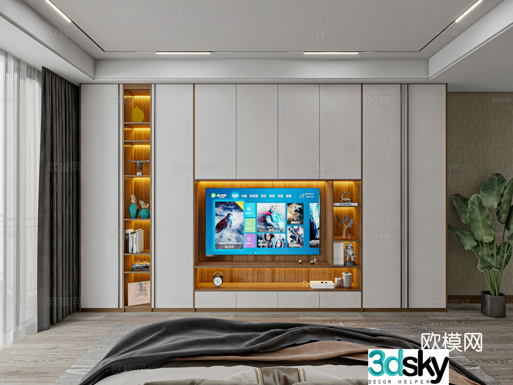 Modern TV background wall 3d model