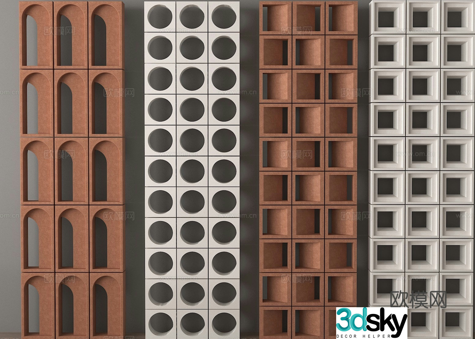 Cement brick partition cement hollow brick hollow partition 3d model