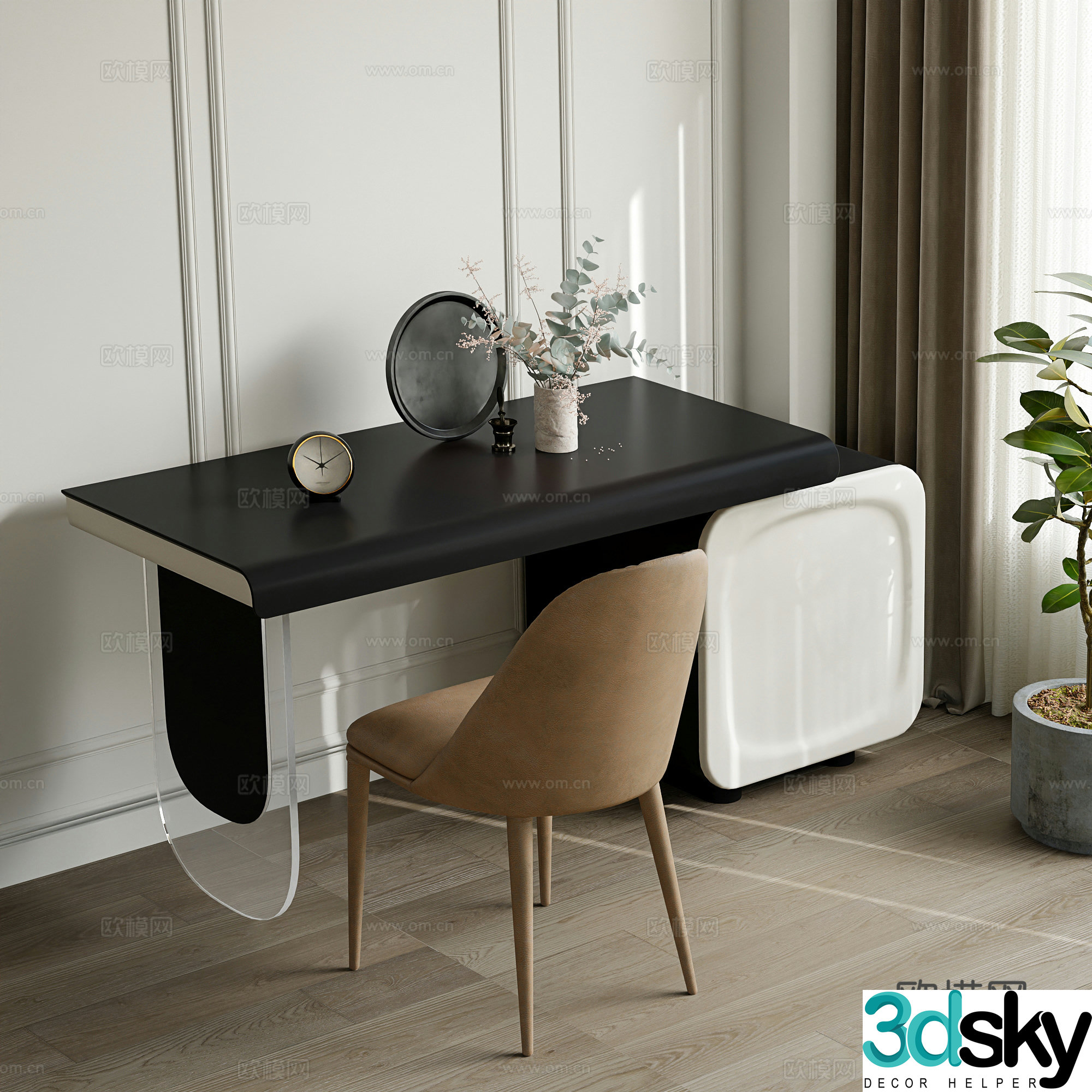 modern desk writing desk 3d model