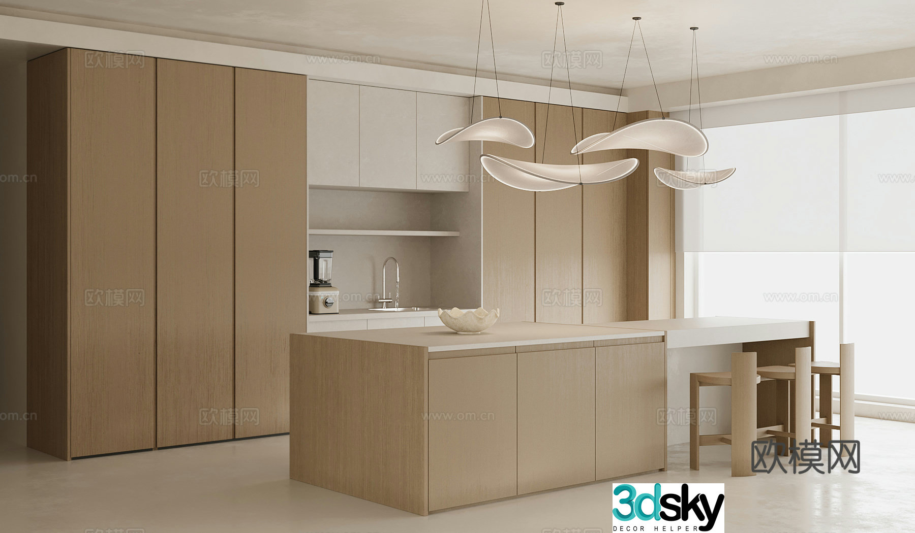Modern island restaurant 3d model