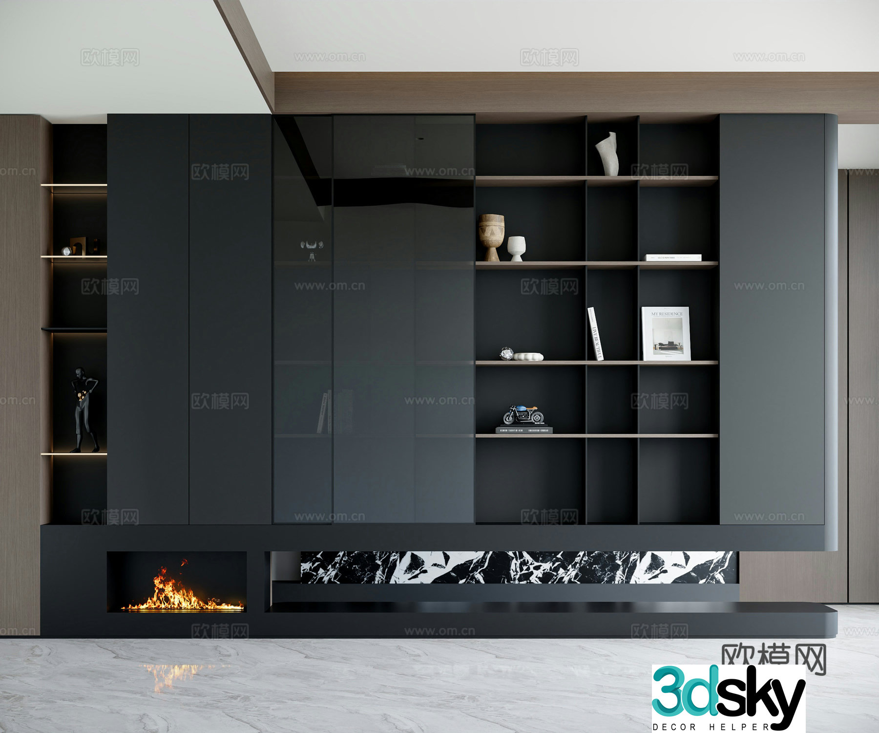 Modern decorative cabinet shelf 3d model