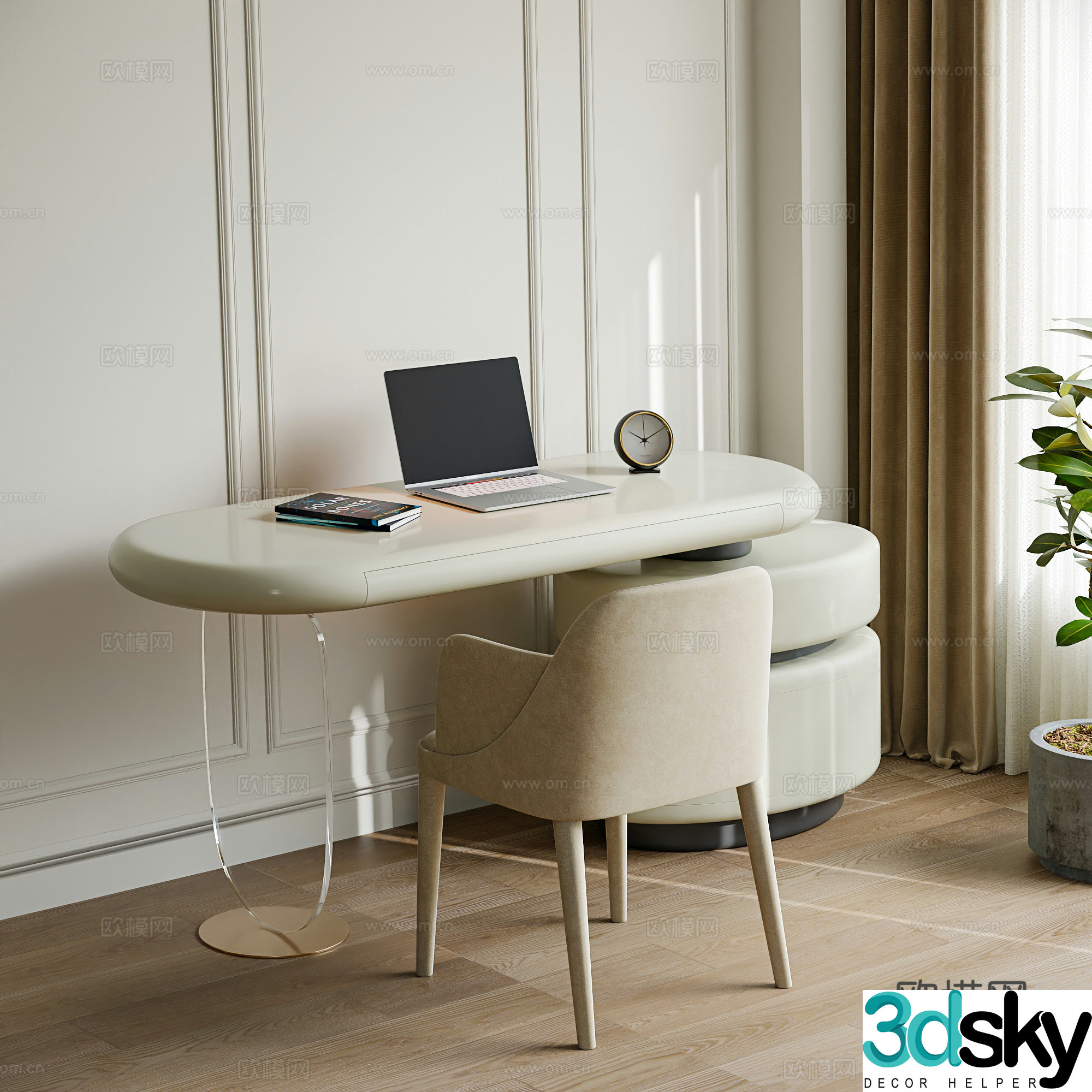 modern desk writing desk 3d model