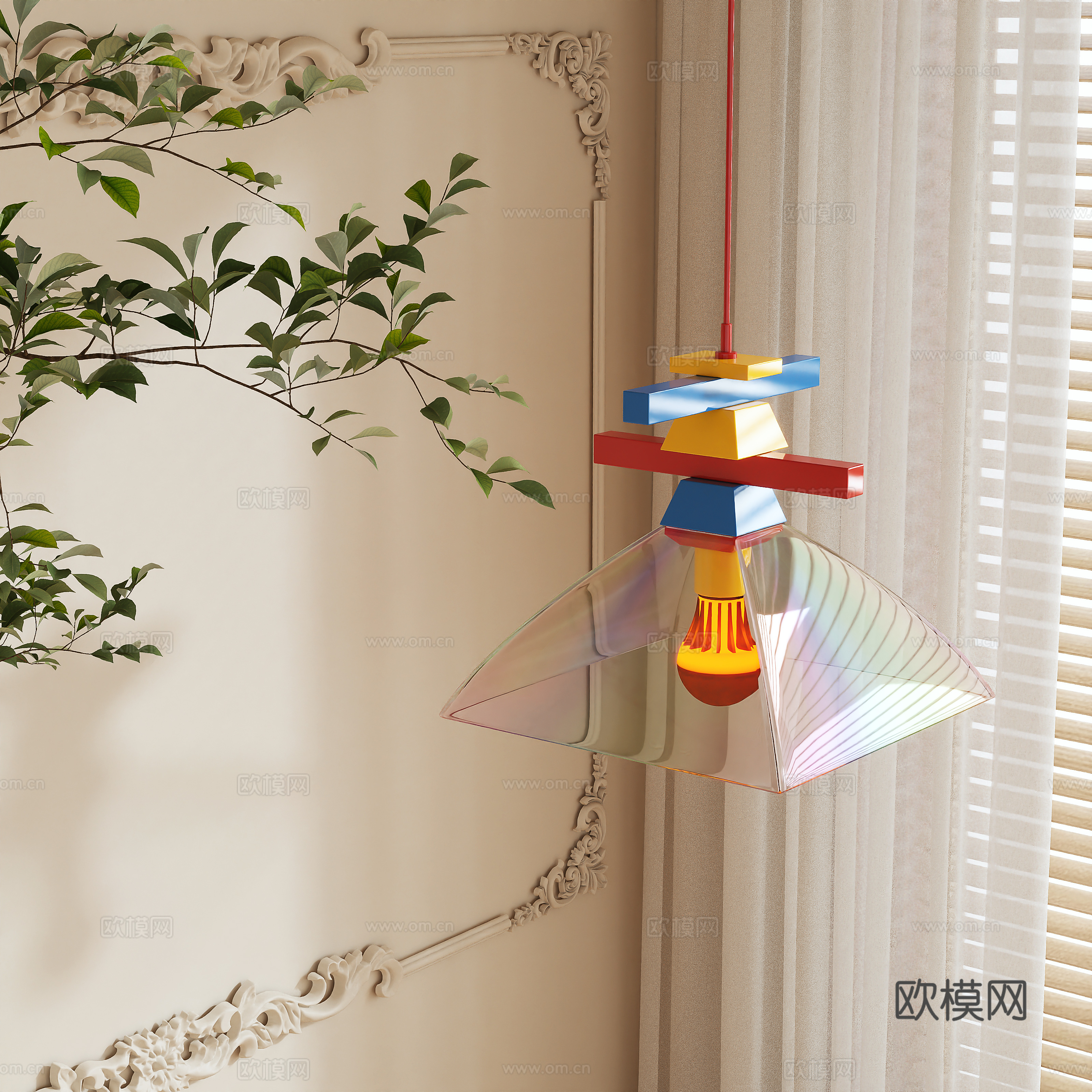 Modern colorful chandelier 3d model