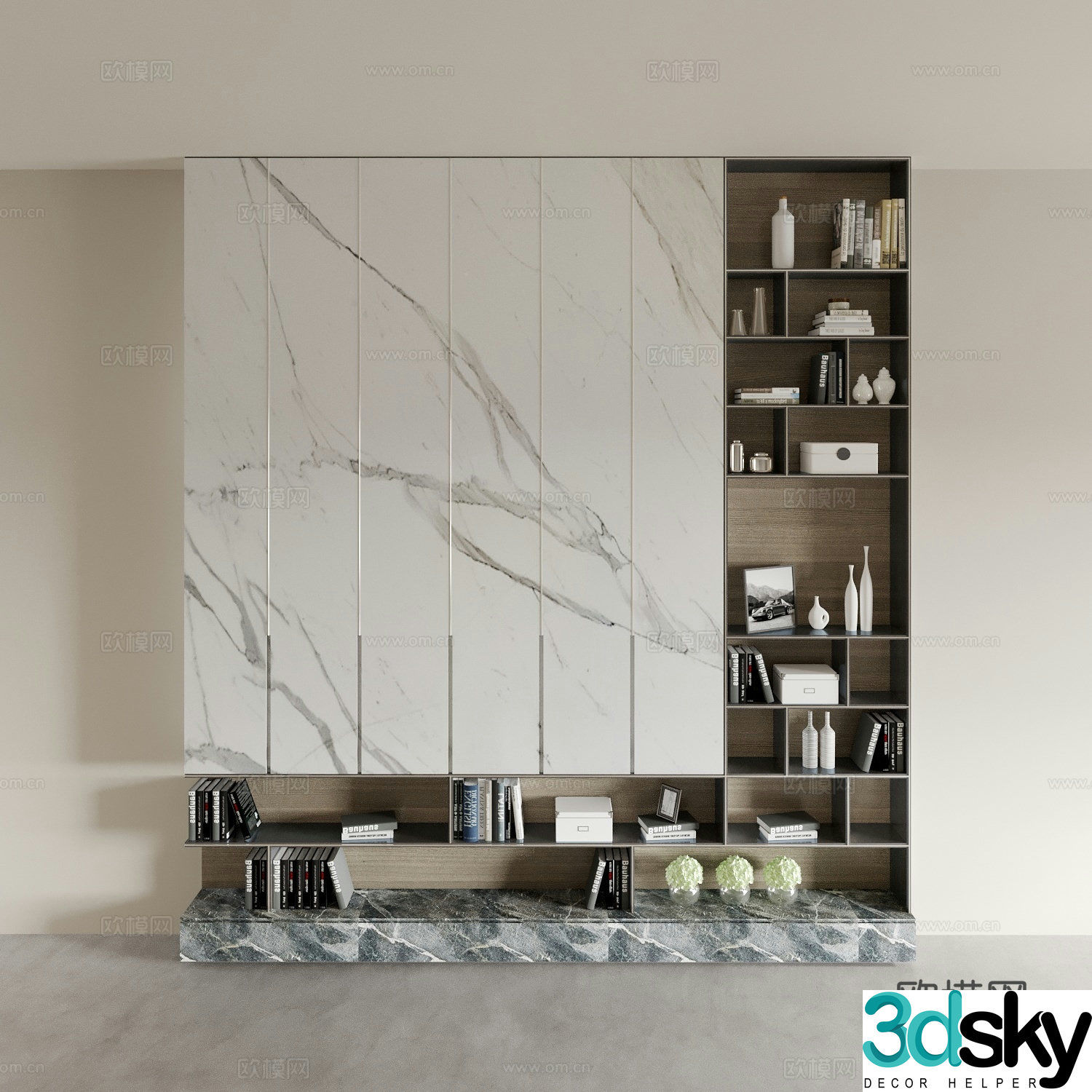 Modern bookshelf storage cabinet decorative cabinet display cabinet 3d model