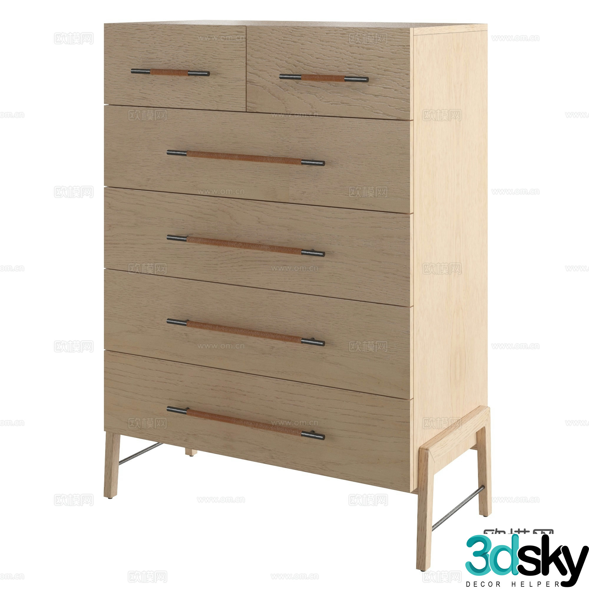 Mulan high six drawer chest 3d model